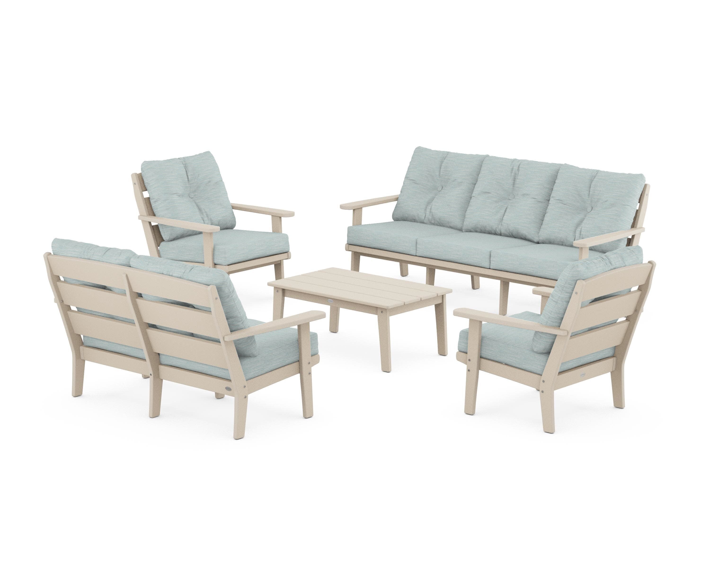 Lakeside 5-Piece Lounge Sofa Set in Sand / Soothe Mist