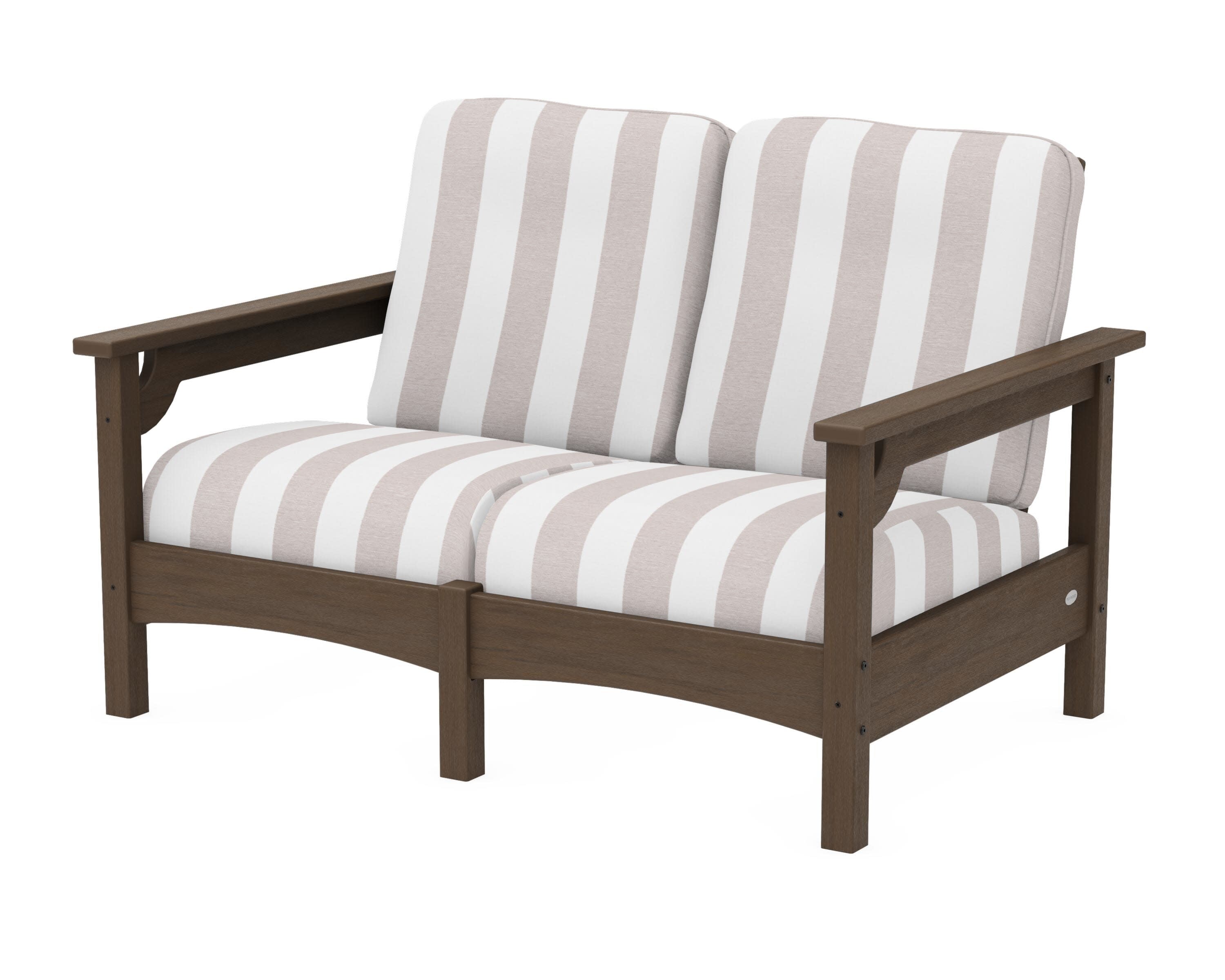 Club Loveseat in Kona / Cabana Stripe Dune Burlap
