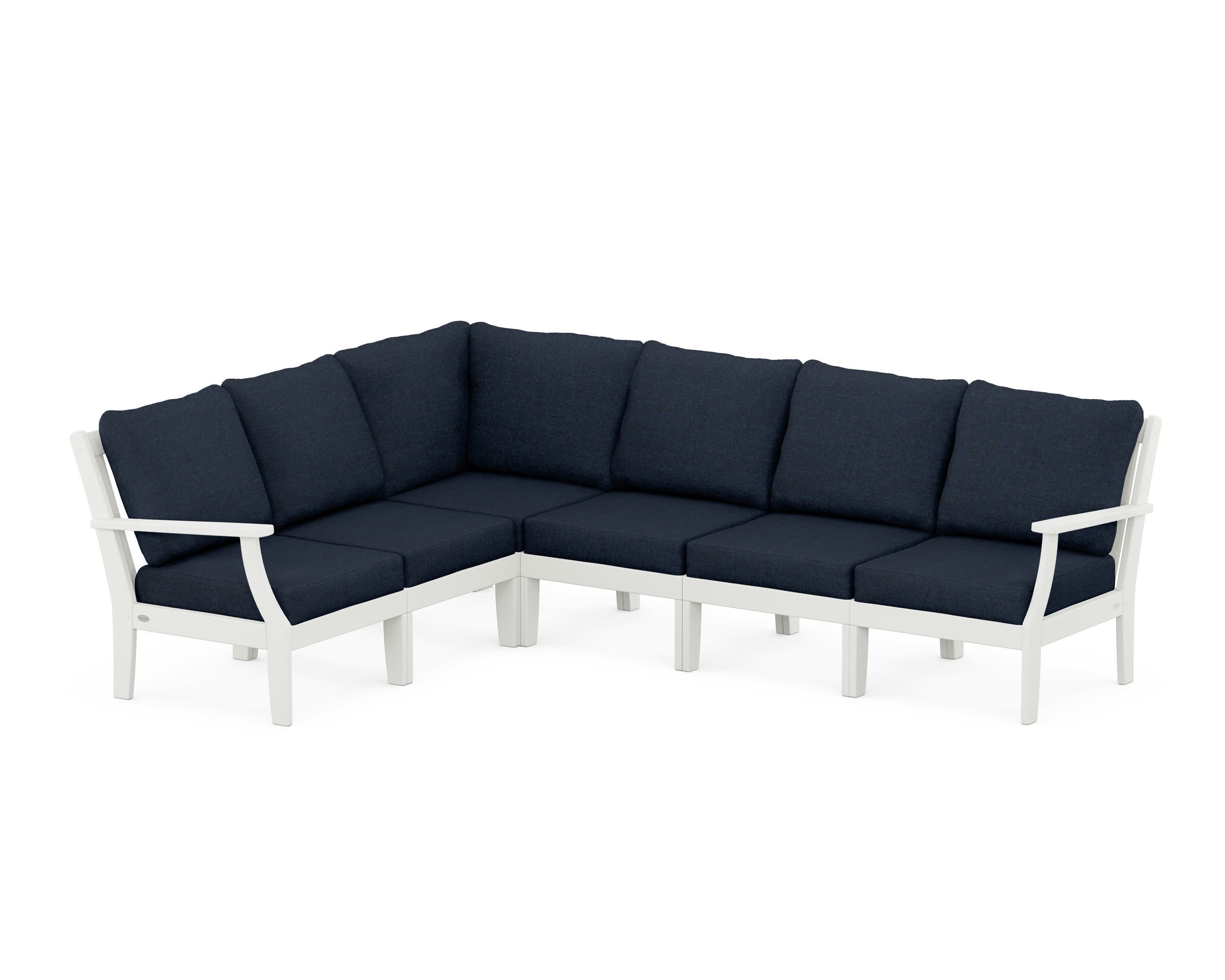Braxton Modular 6-Piece Deep Seating Set in Vintage White / Marine Indigo