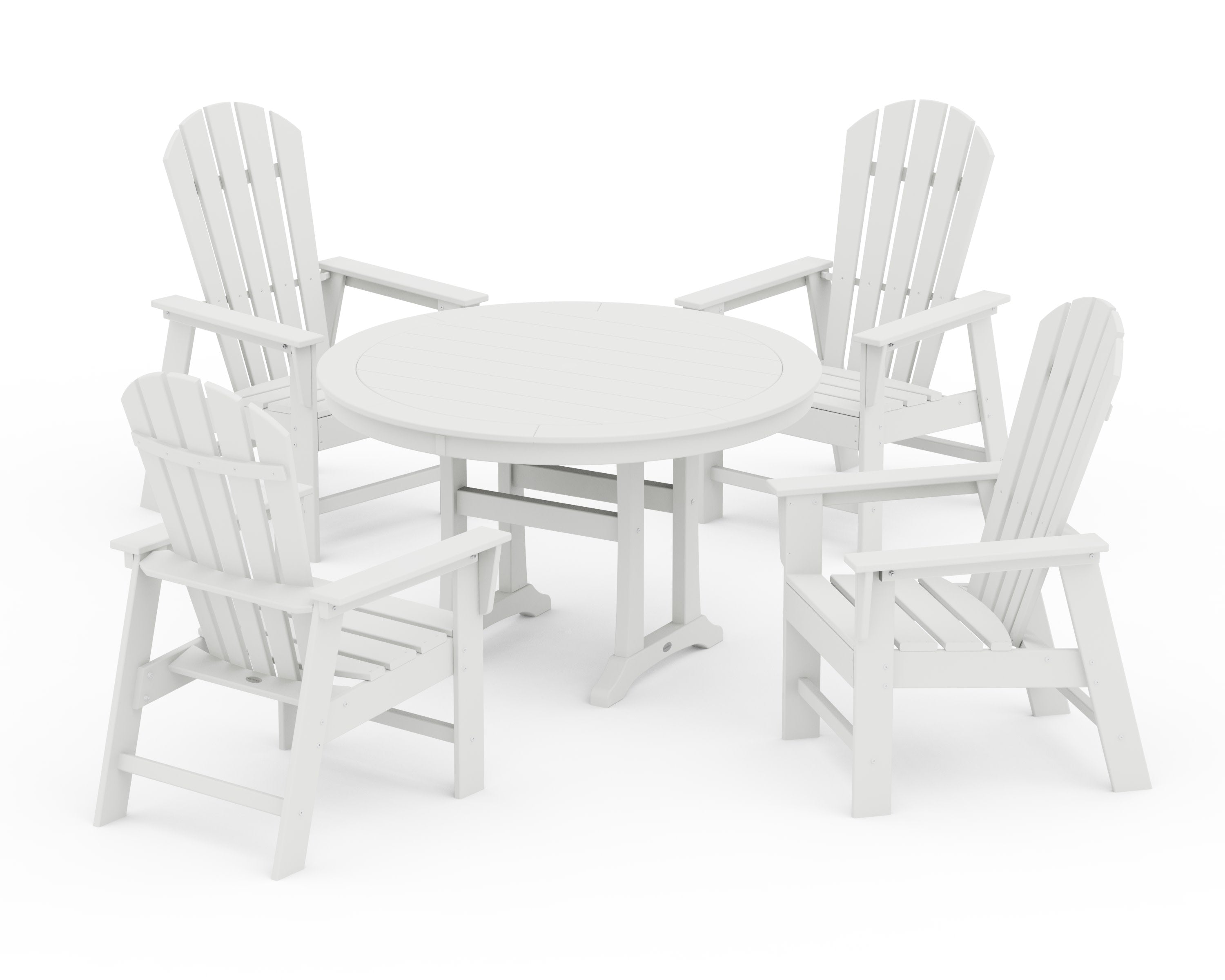 South Beach 5-Piece Round Dining Set with Trestle Legs in White