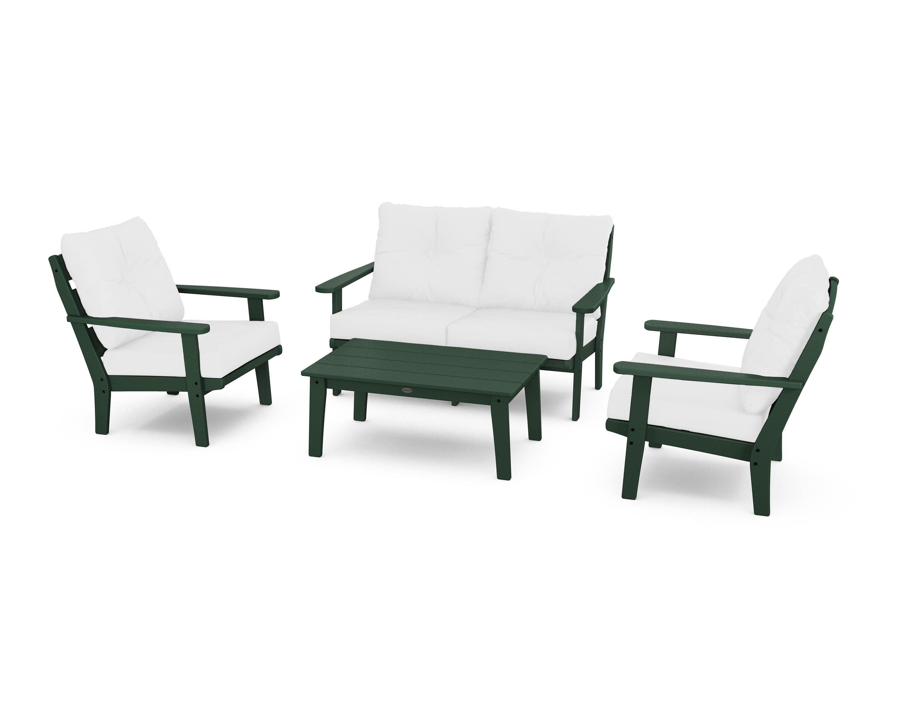 Lakeside 4-Piece Deep Seating Set in Green / Natural
