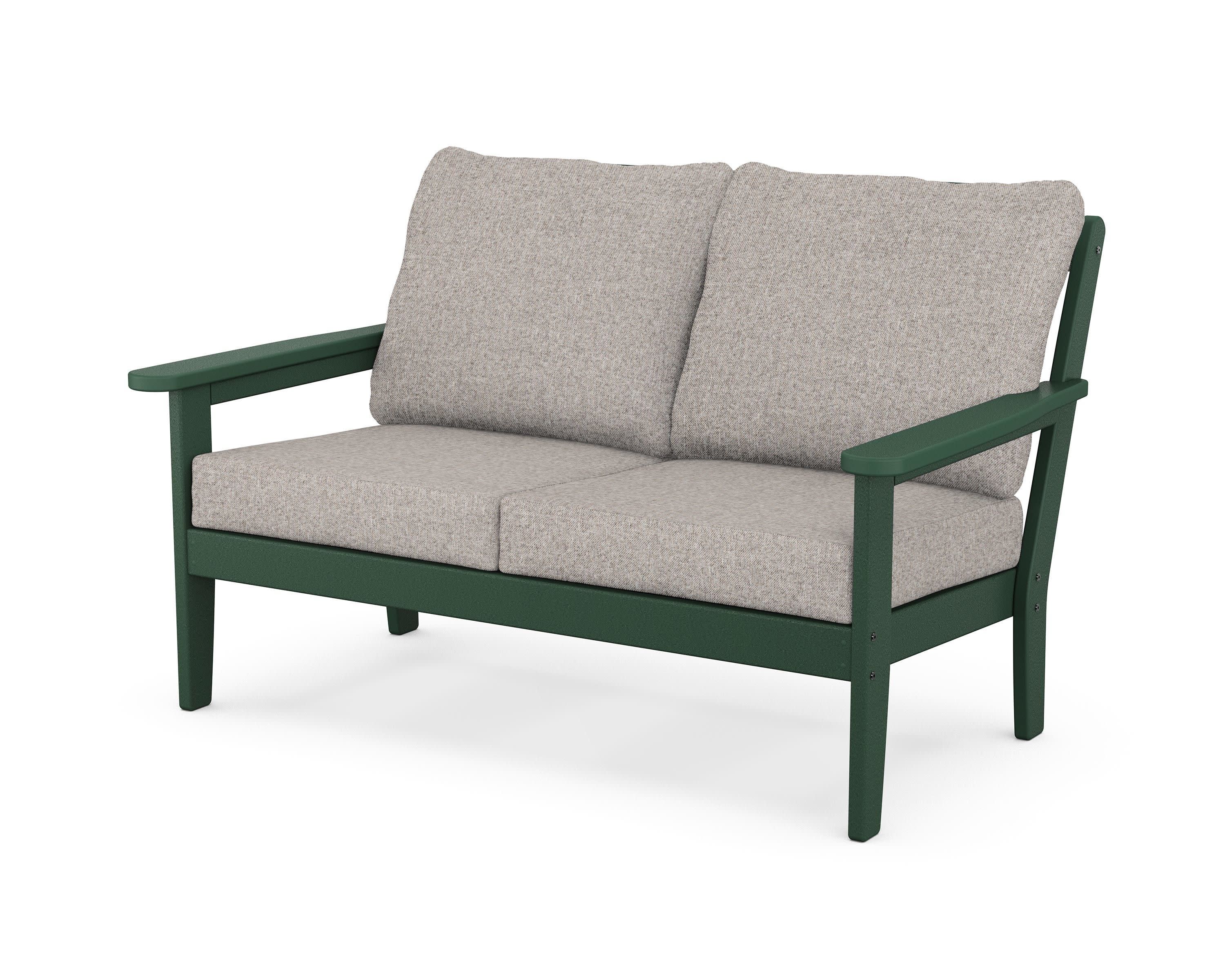 Cottage Deep Seating Loveseat in Green / Weathered Tweed
