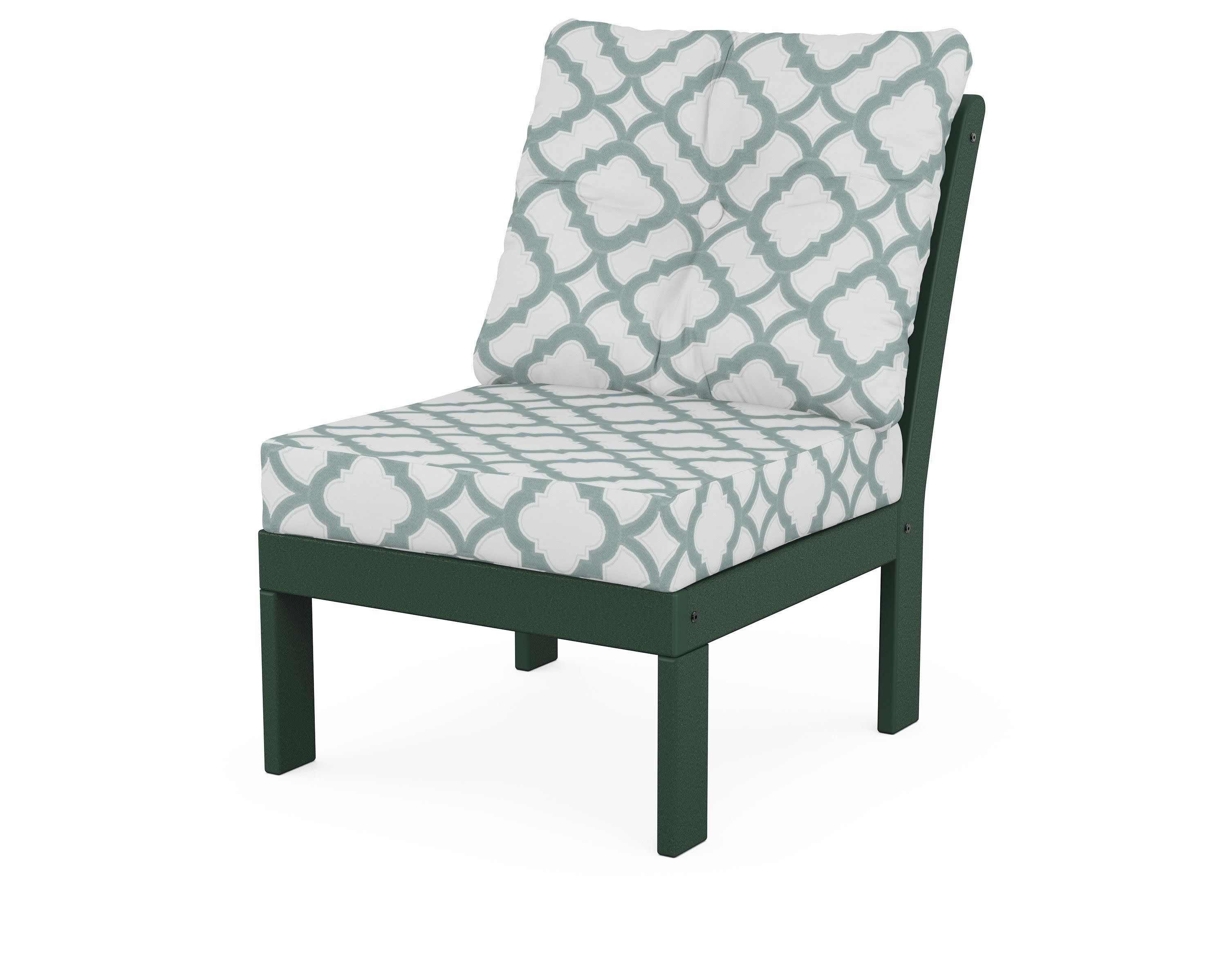 Vineyard Modular Armless Chair in Green / Trellis Glacier Spa