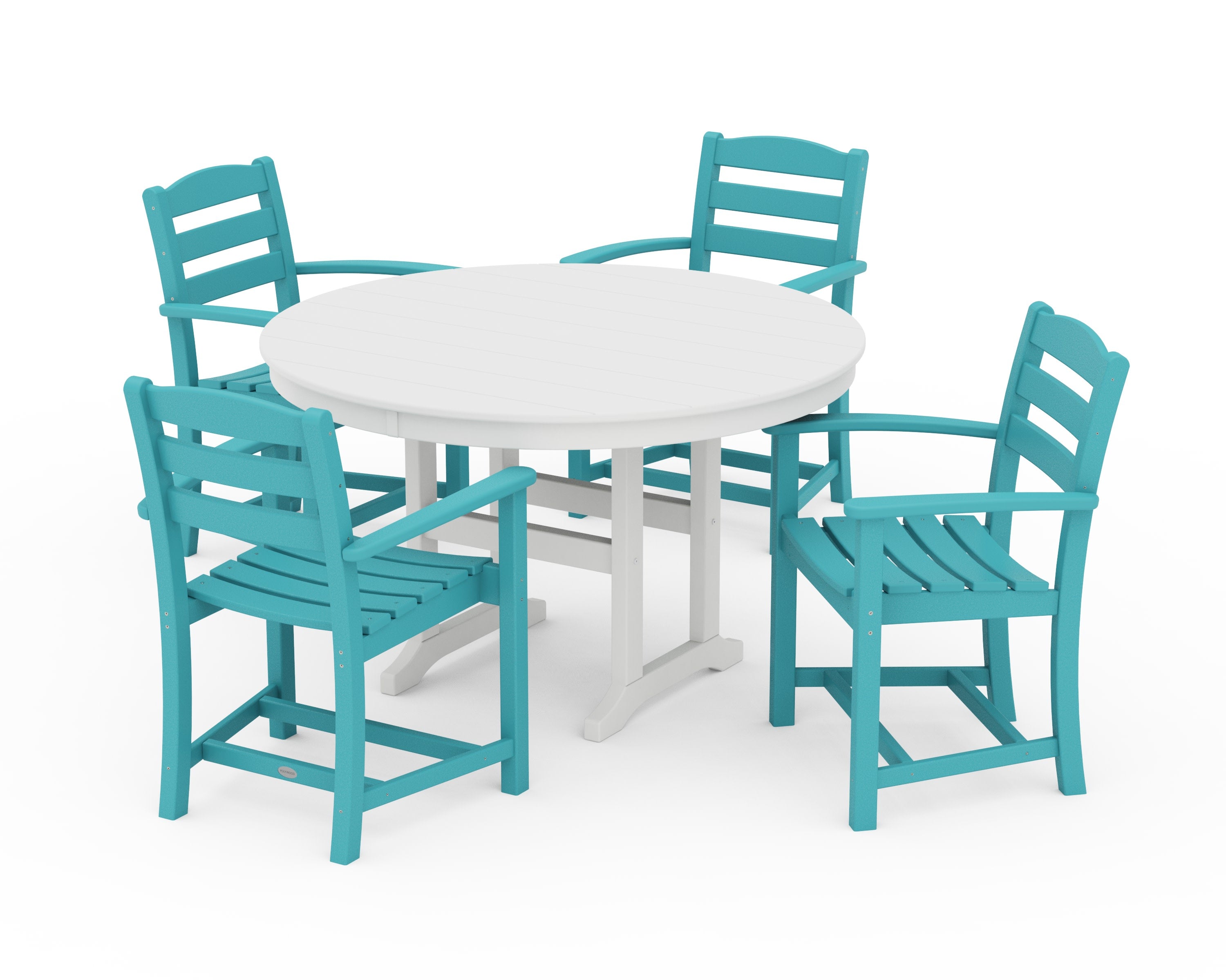La Casa Caf 5-Piece Round Farmhouse Dining Set in Aruba / White