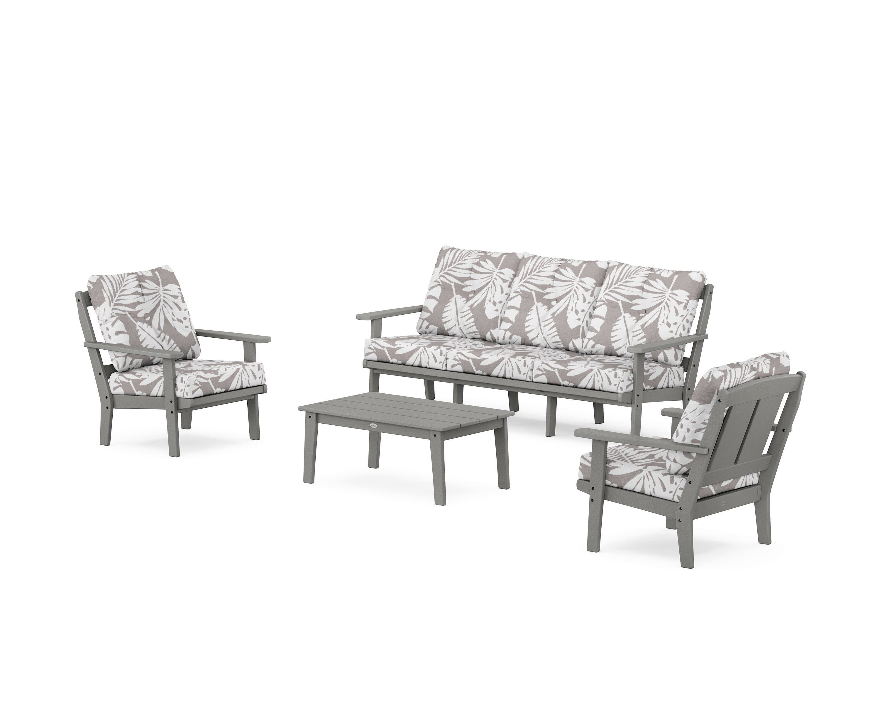 Mission 4-Piece Deep Seating Set with Sofa in Slate Grey / Leaf Grey Mist