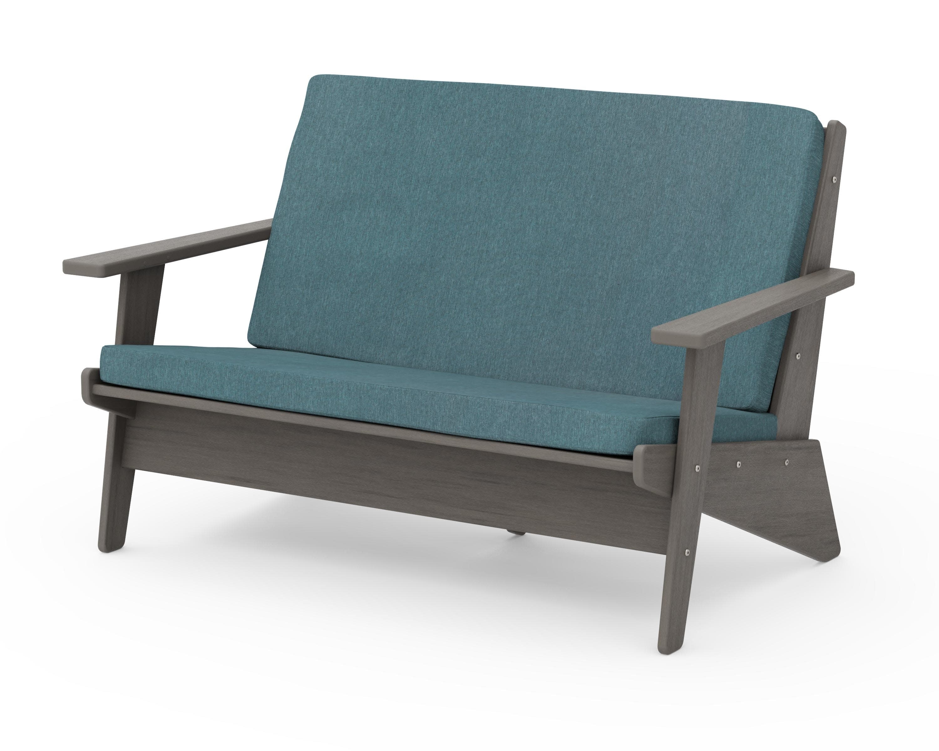 Riviera Modern Lounge Loveseat in Driftwood / Ocean Teal