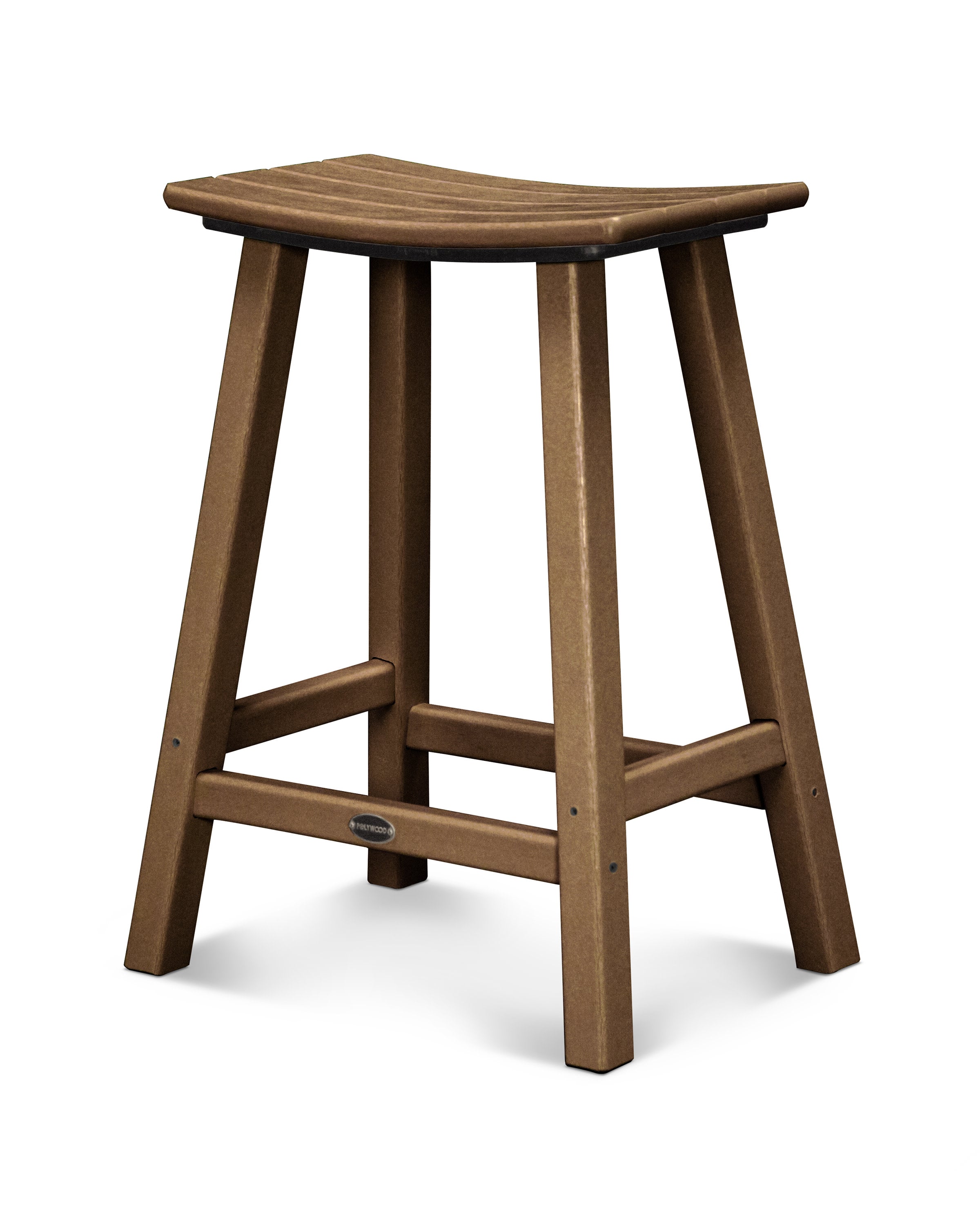 Traditional 24" Saddle Counter Stool in Teak