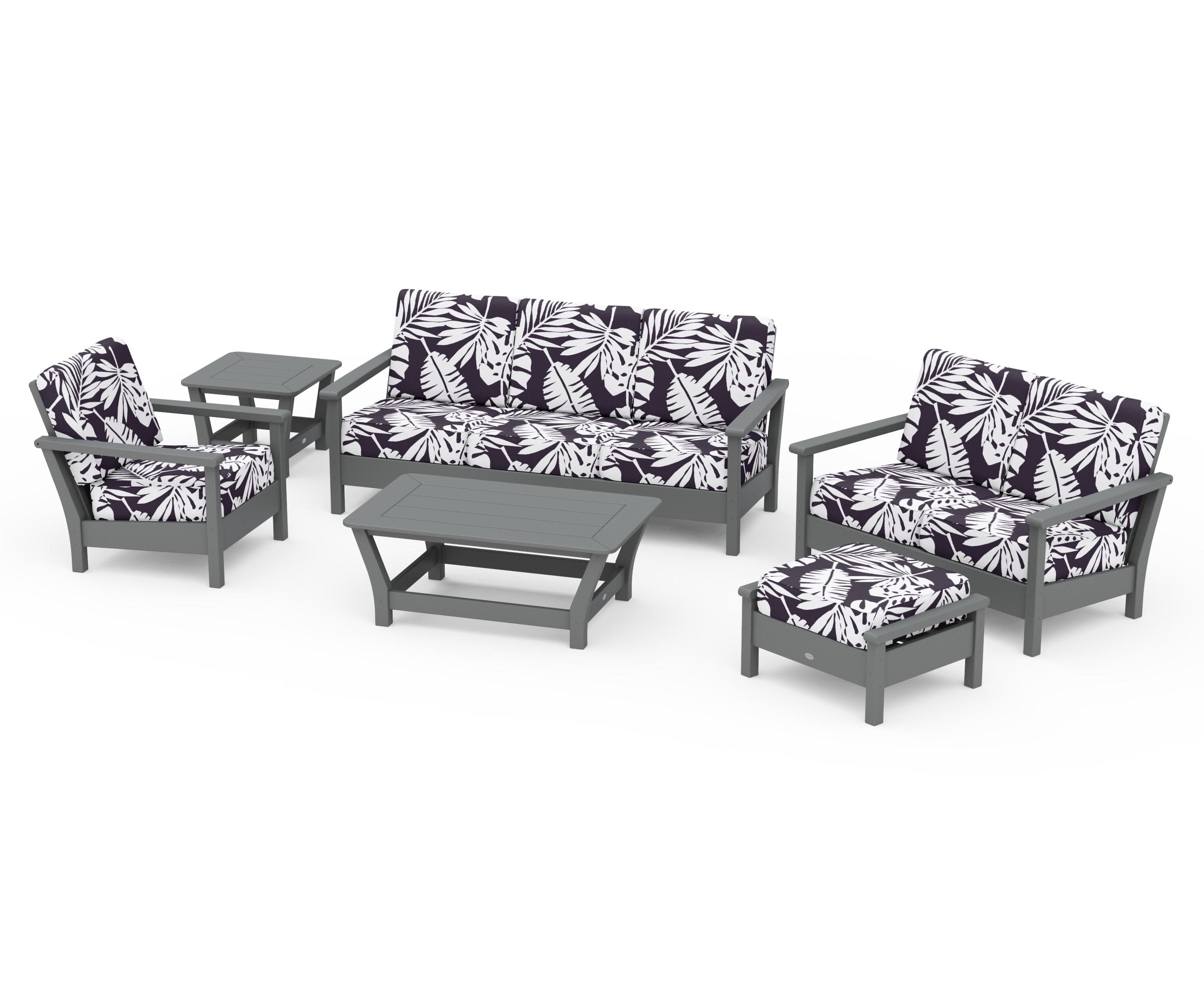Harbour 6-Piece Outdoor Living Set in Slate Grey / Leaf Navy