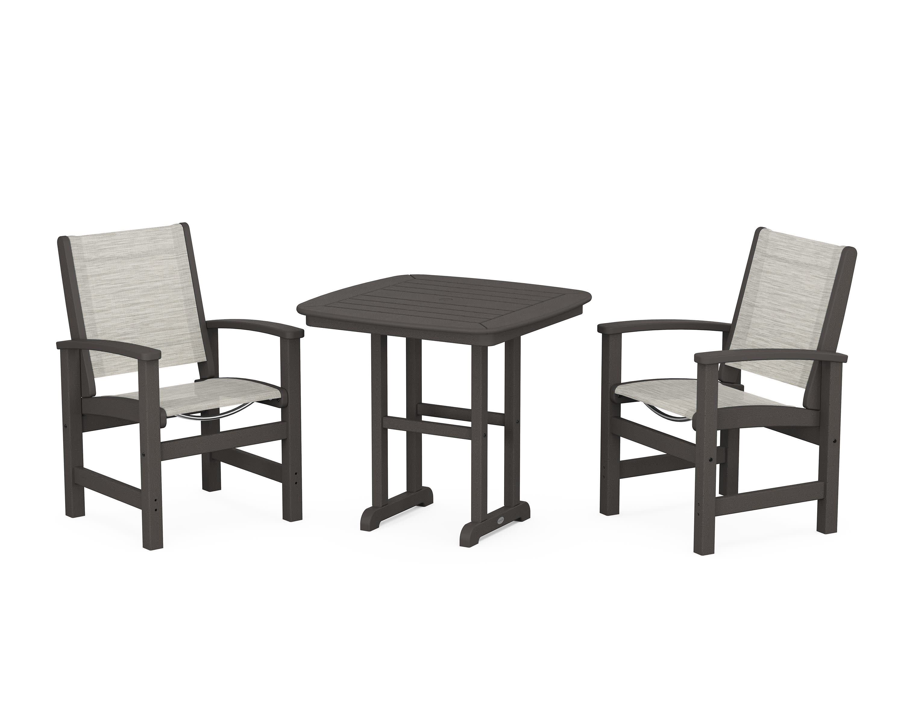 Coastal 3-Piece Dining Set in Vintage Coffee / Birch Sling