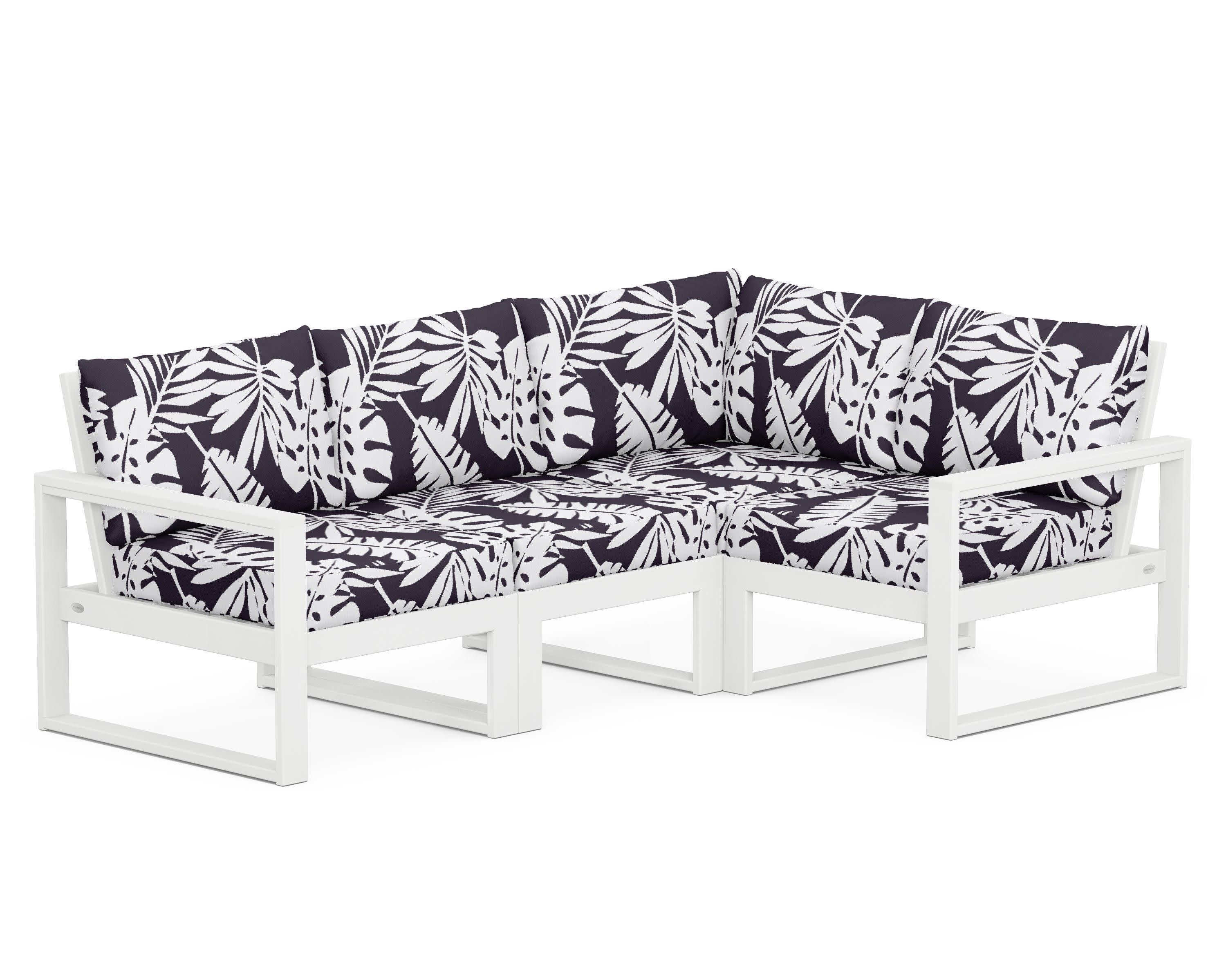 EDGE 4-Piece Modular Deep Seating Set in White / Leaf Navy