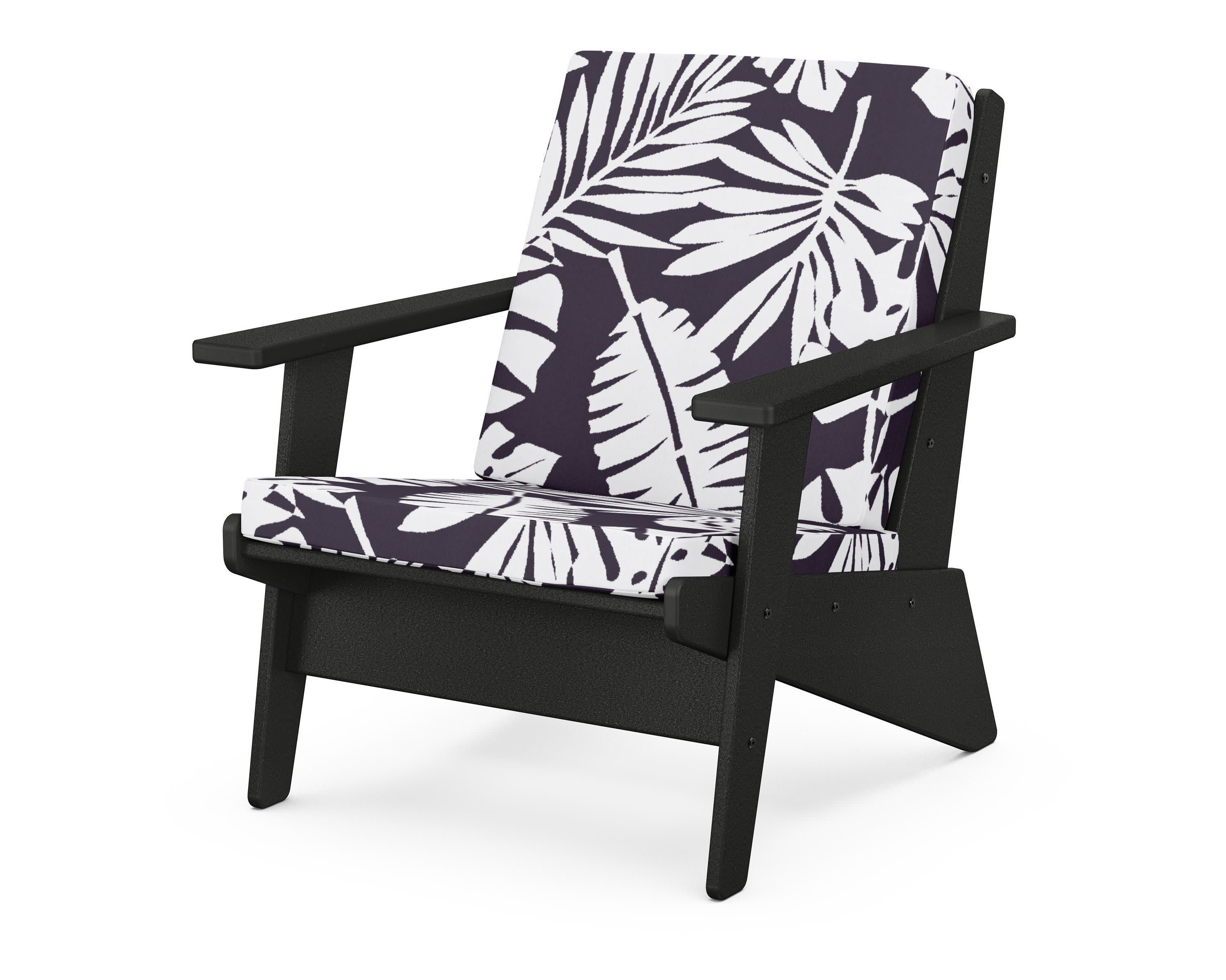 Riviera Modern Lounge Chair in Black / Leaf Navy
