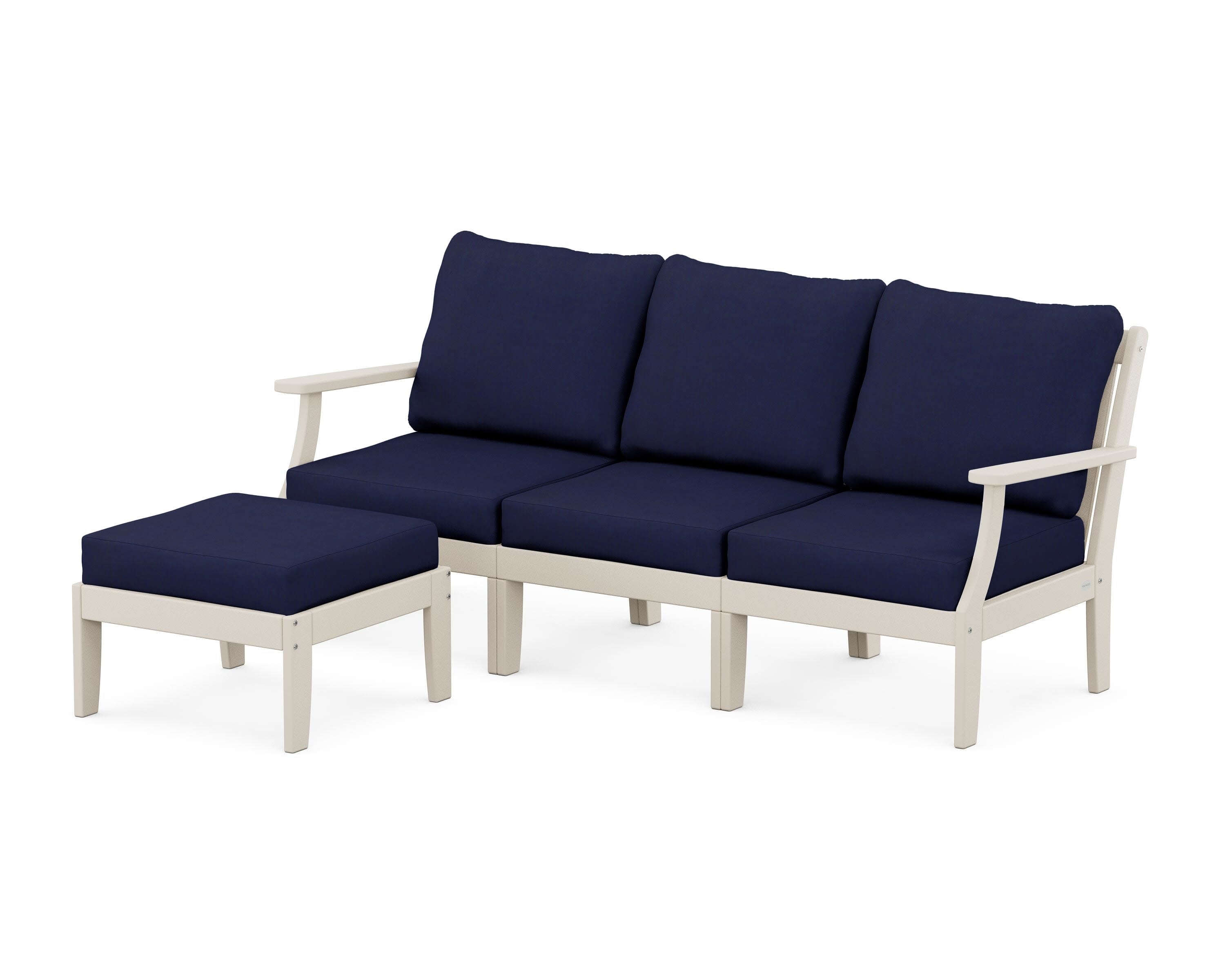 Braxton Modular 4-Piece Deep Seating Set with Ottoman in Sand / Navy