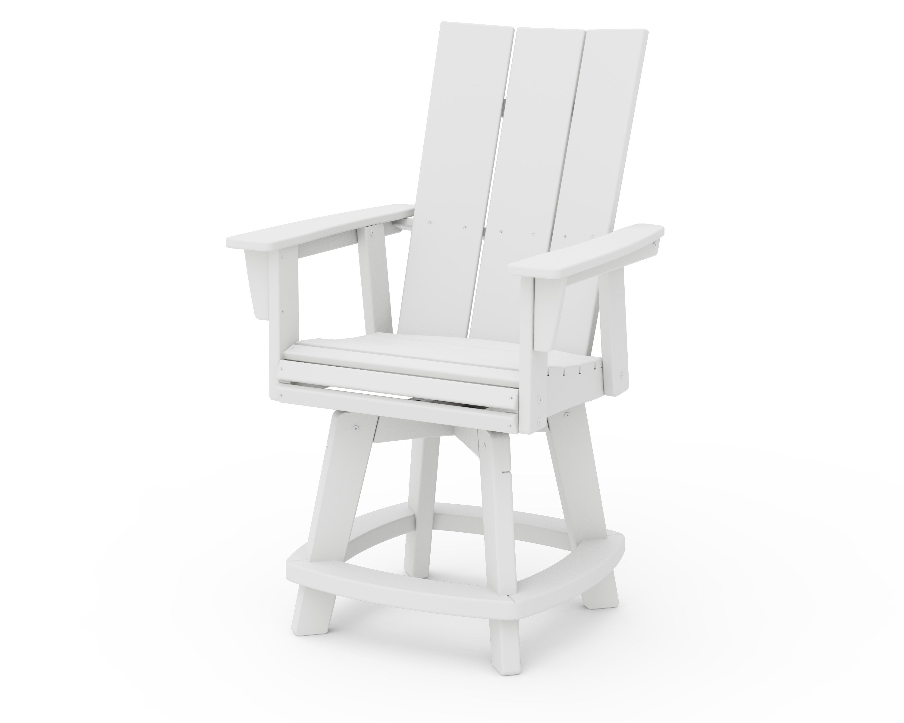 Modern Curveback Adirondack Swivel Counter Chair in White