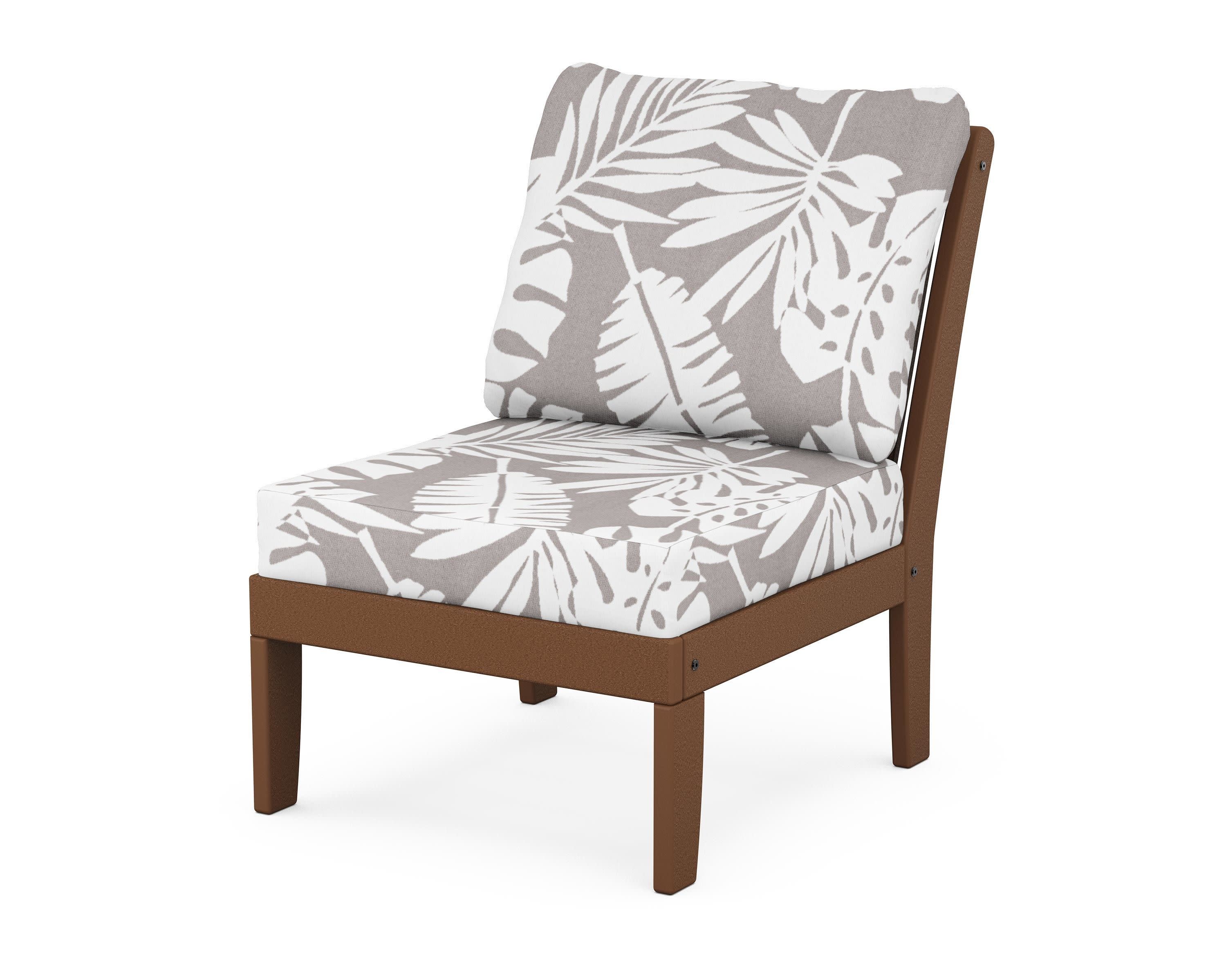 Braxton Modular Armless Chair in Teak / Leaf Grey Mist