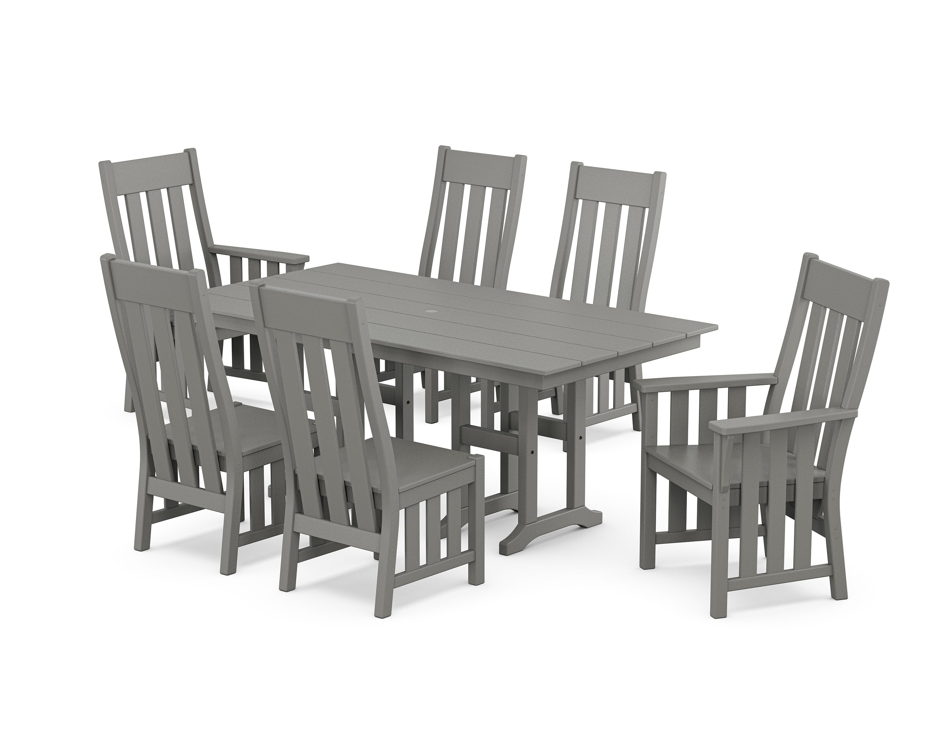 Acadia 7-Piece Farmhouse Dining Set in Slate Grey