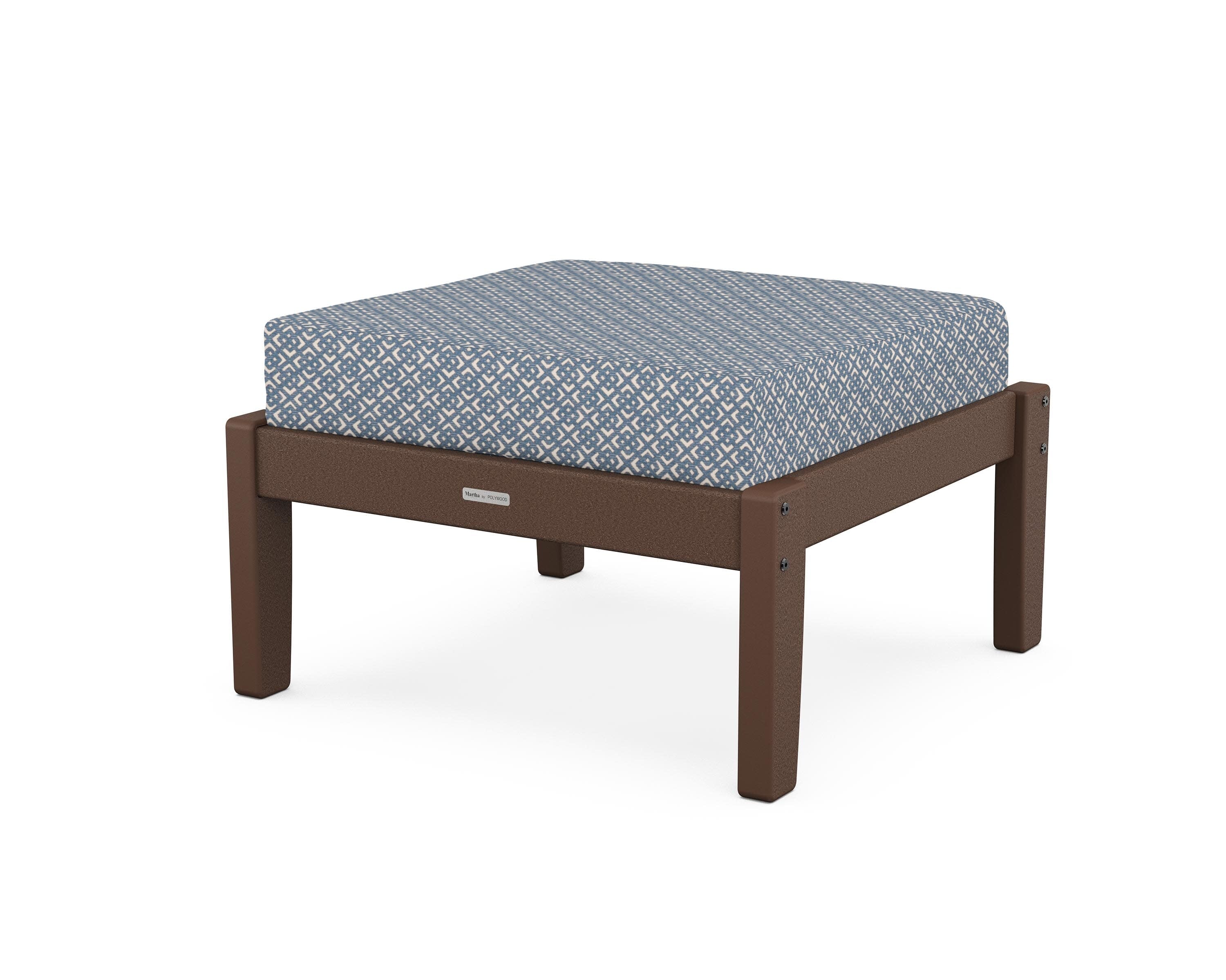 Chinoiserie Deep Seating Ottoman in Mahogany / Hopscotch