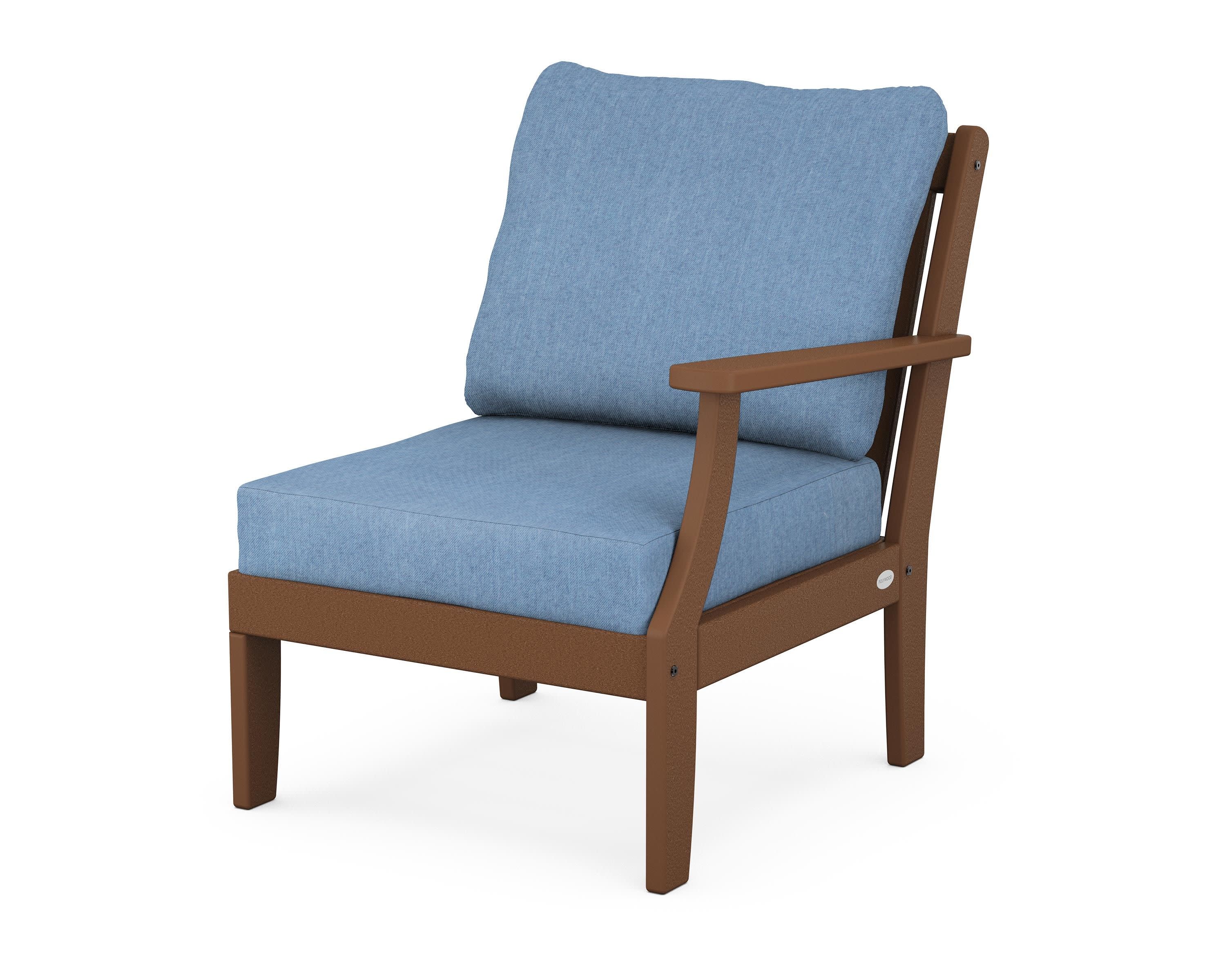 Braxton Modular Right Arm Chair in Teak / Sky Blue