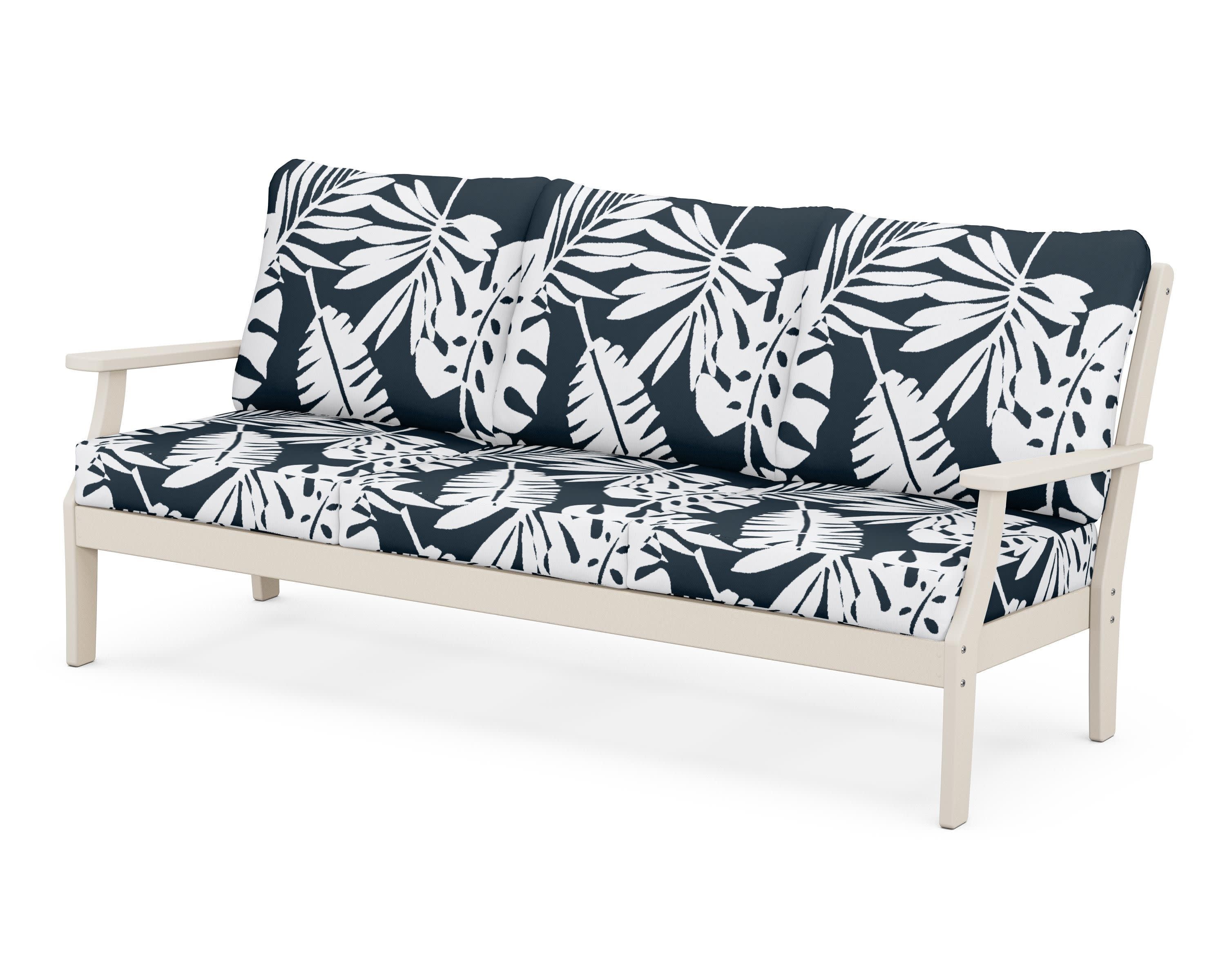Braxton Deep Seating Sofa in Sand / Leaf Marine Indigo