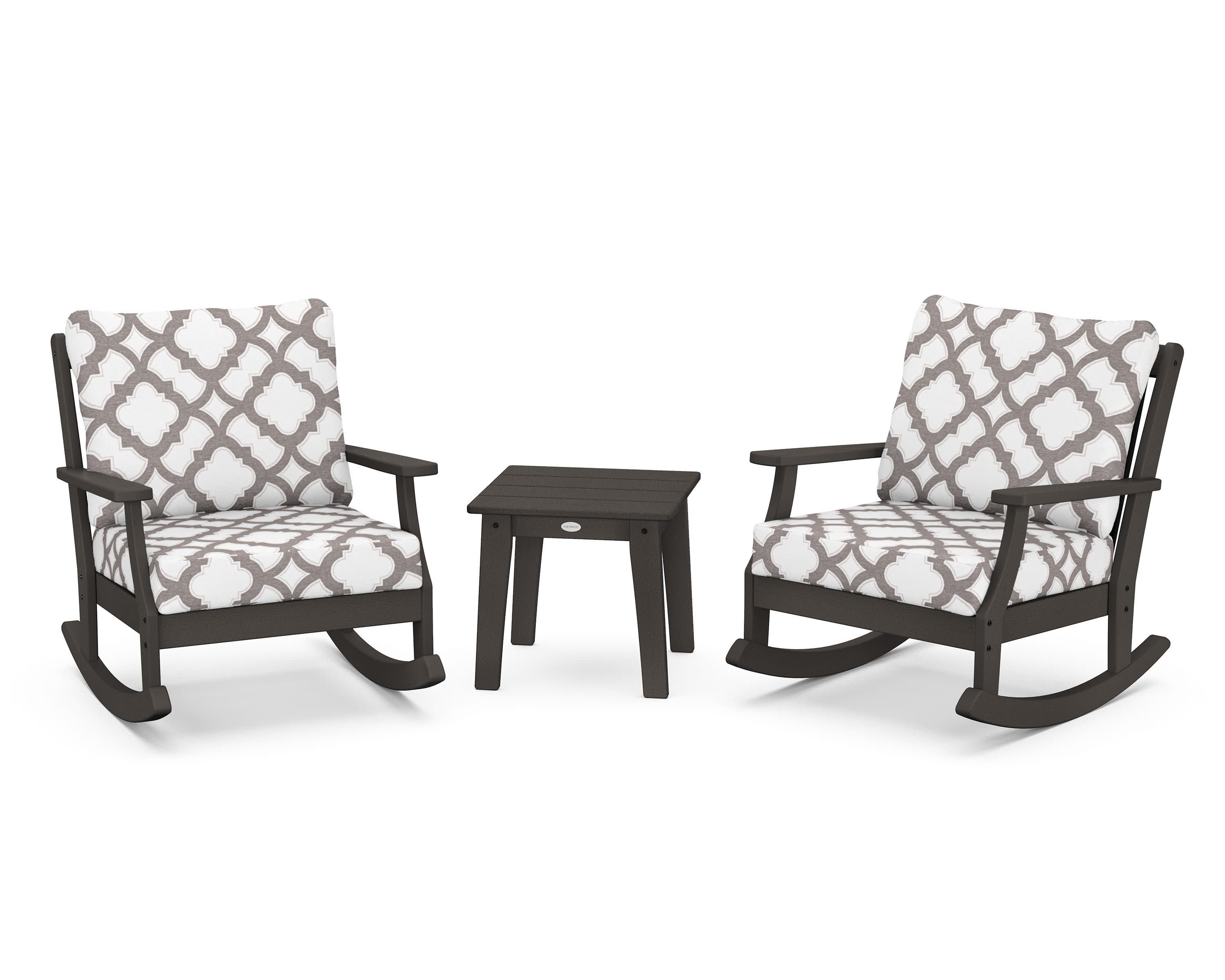Braxton 3-Piece Deep Seating Rocker Set in Vintage Coffee / Trellis Grey Mist