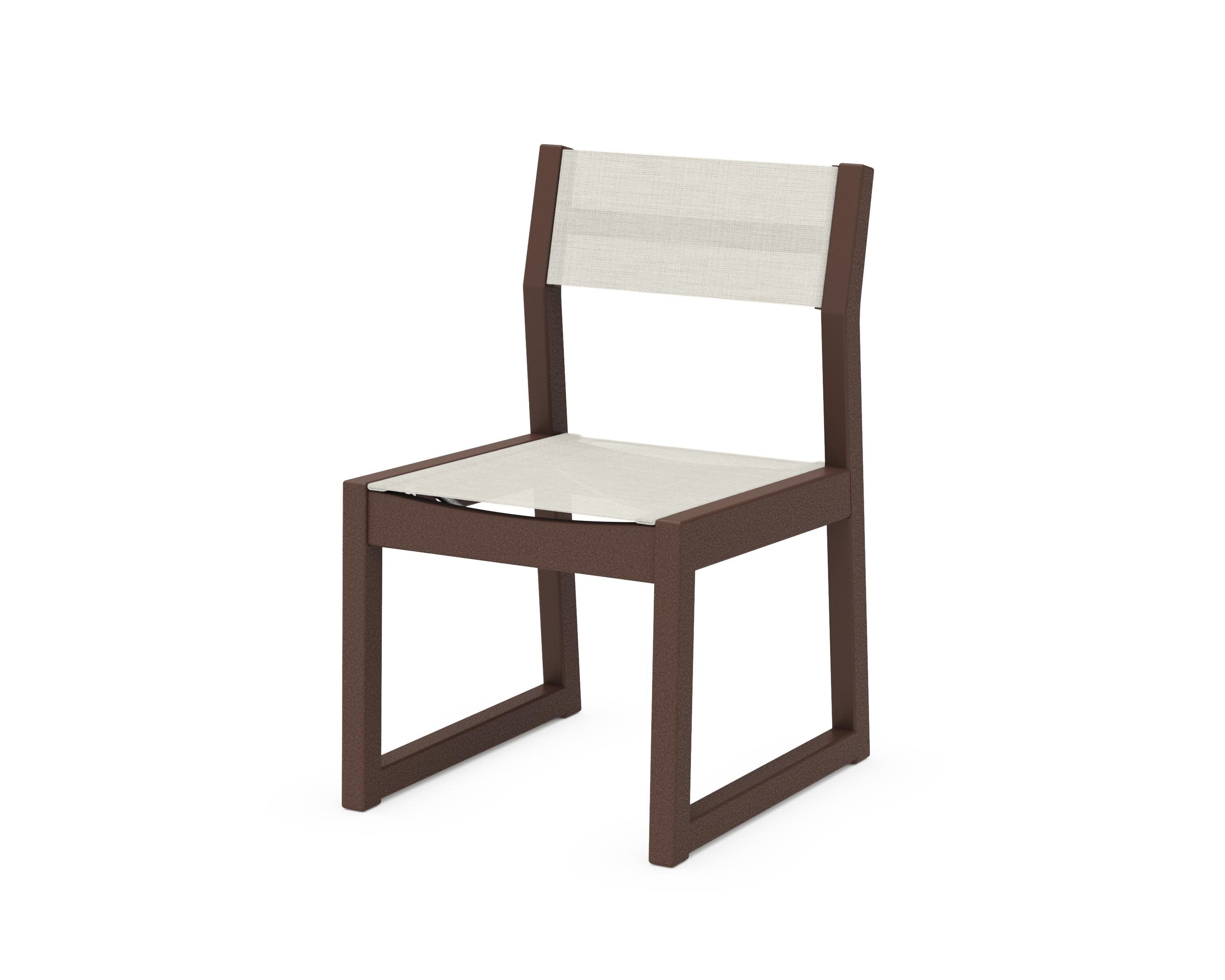 EDGE Sling Dining Side Chair in Mahogany / Parchment Sling