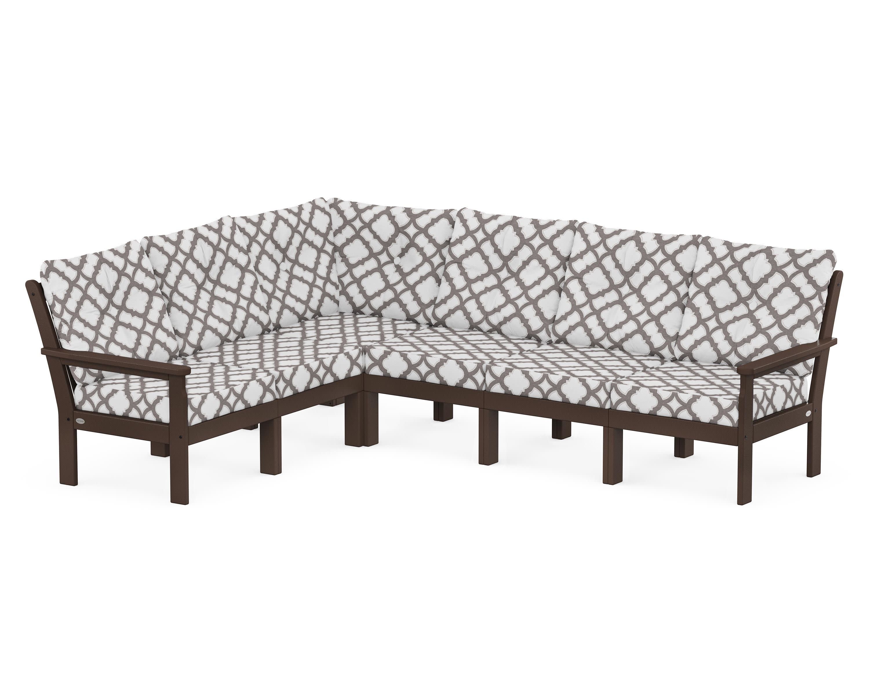 Vineyard 6-Piece Sectional in Mahogany / Trellis Grey Mist