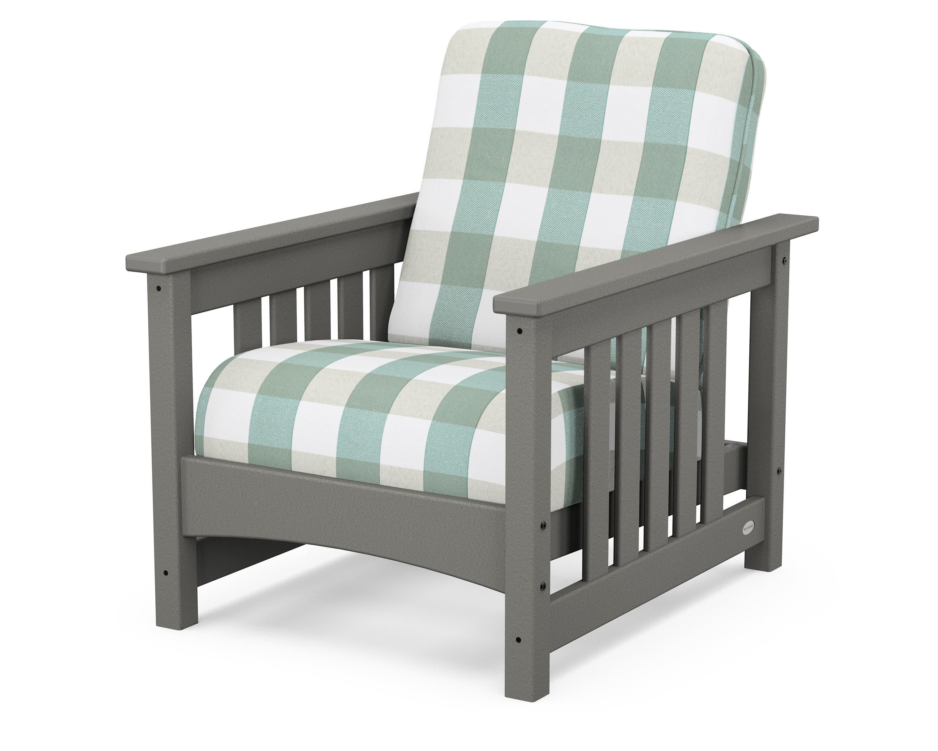 Club Mission Chair in Slate Grey / Buffalo Plaid Glacier Spa