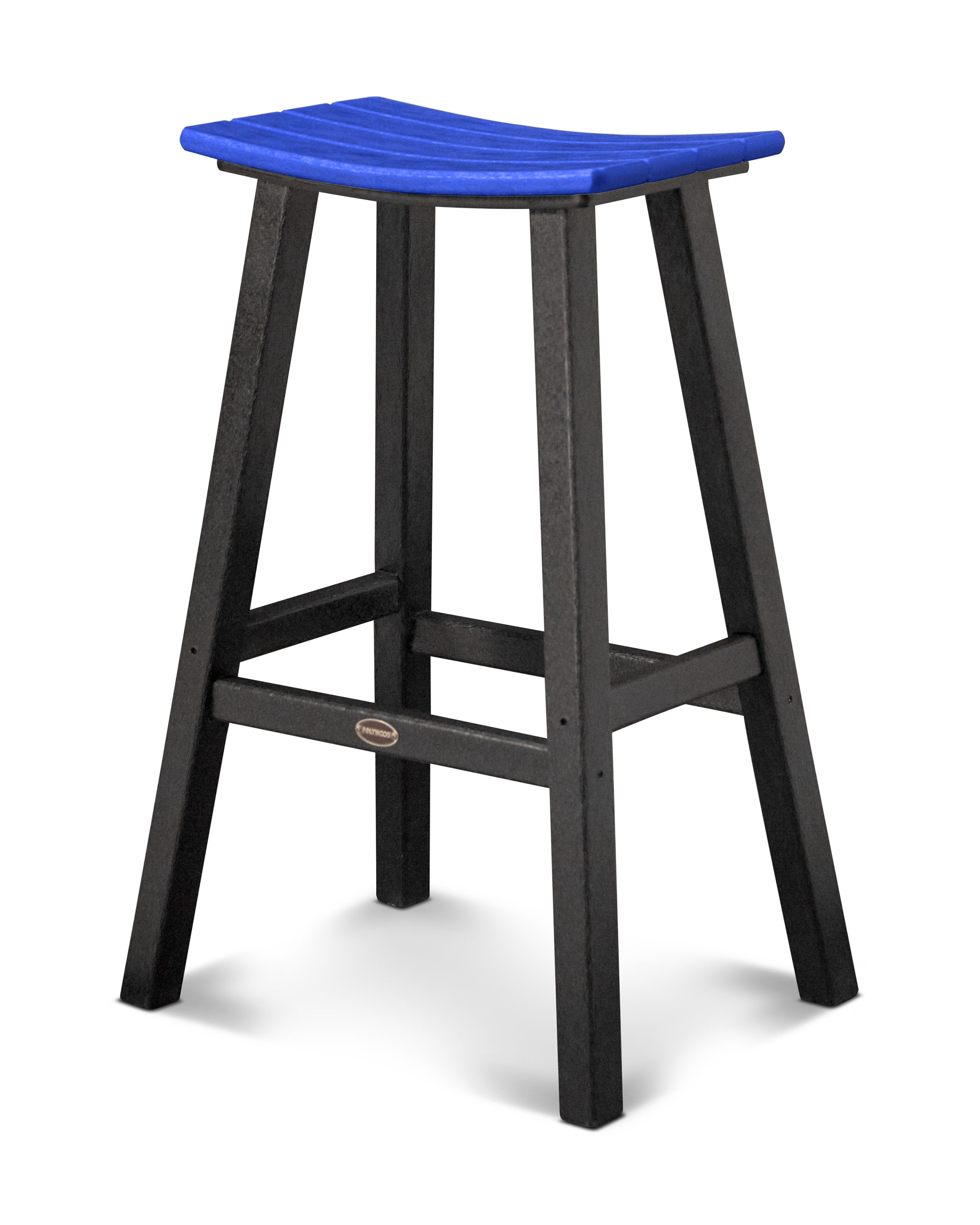 Contempo 30" Saddle Bar Stool in Black / Pacific Blue