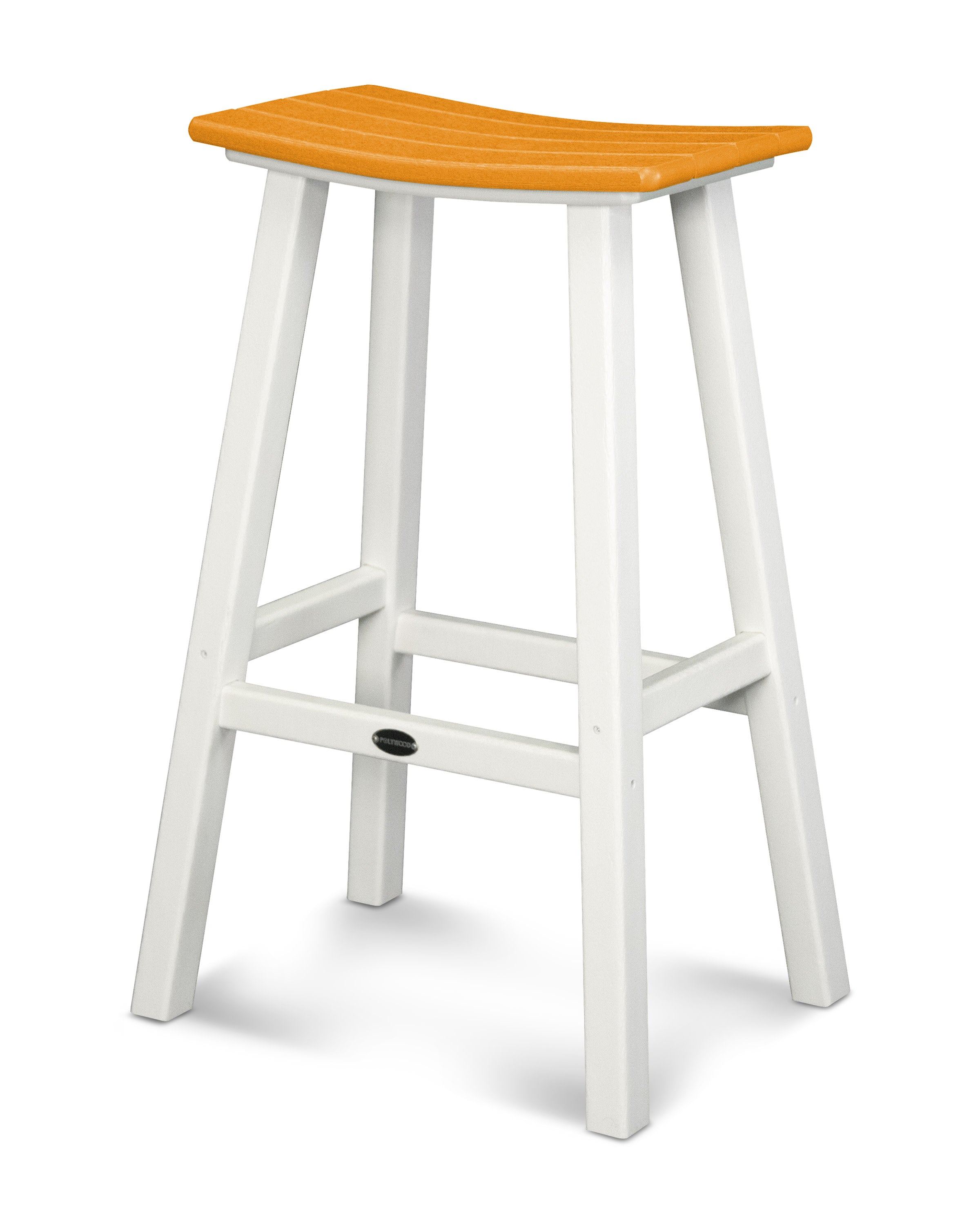 Contempo 30" Saddle Bar Stool in White / Tangerine