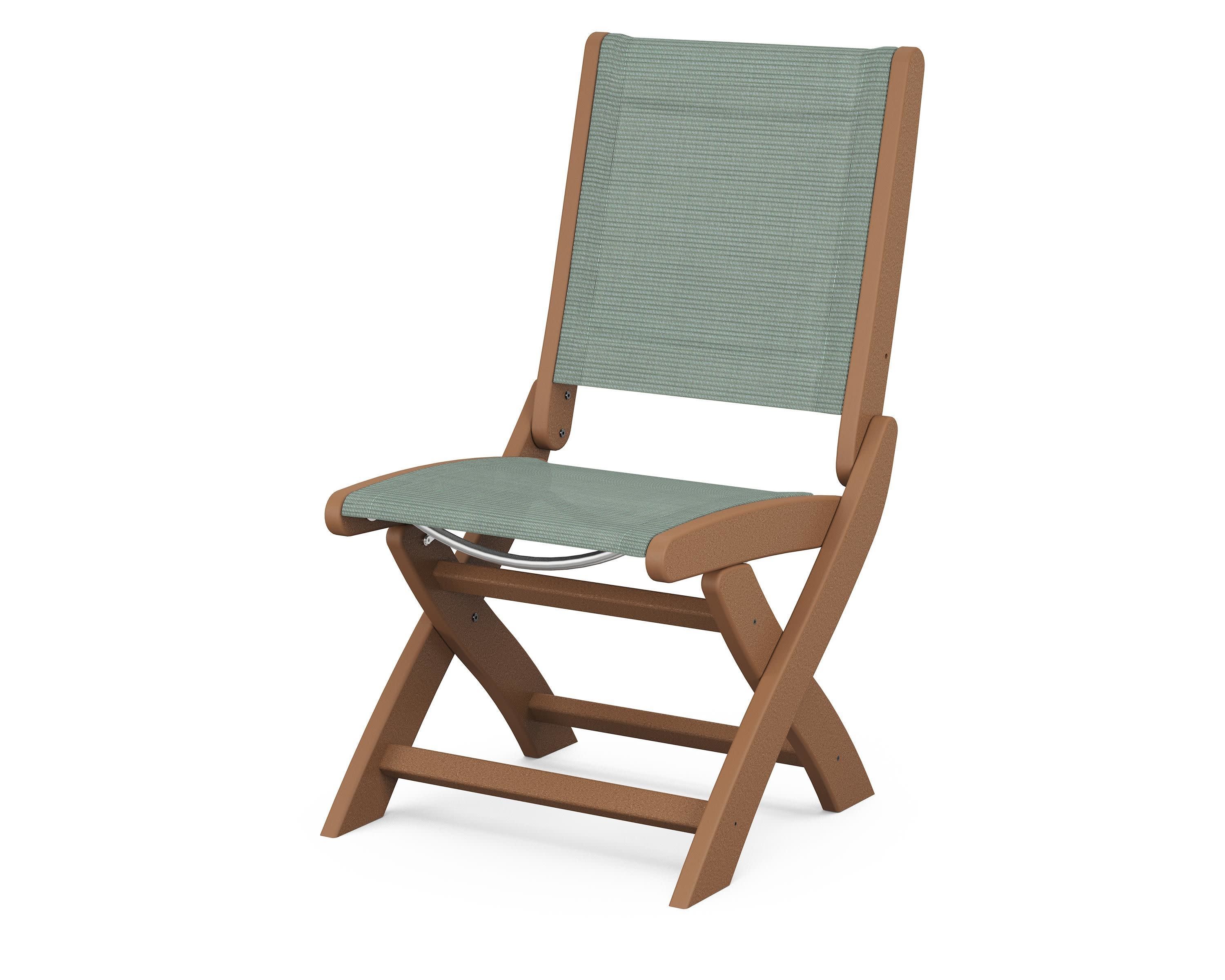Coastal Folding Side Chair in Teak / Dupioni Sea Mist Sling