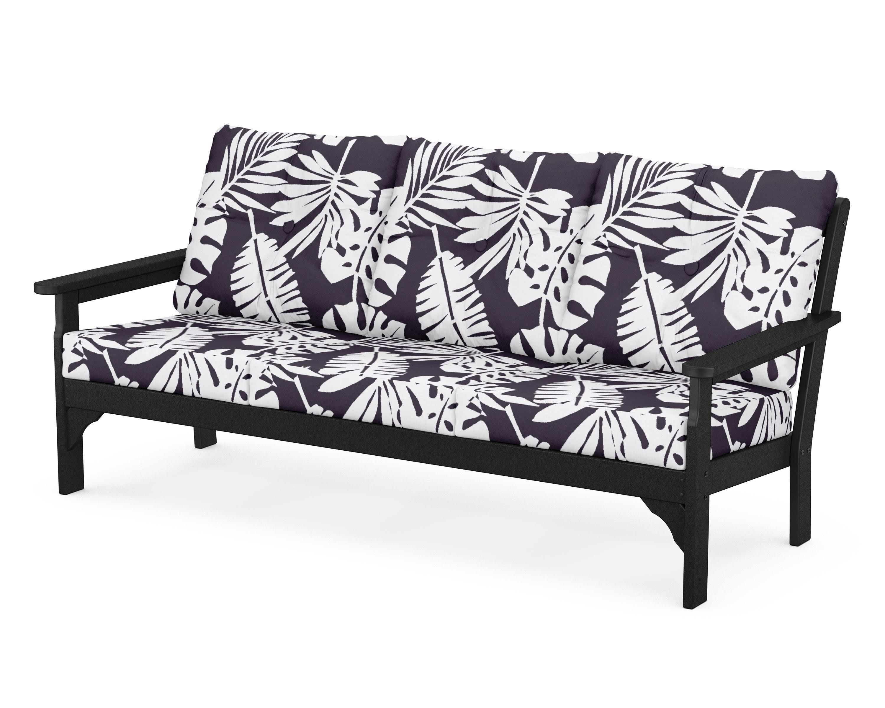 Vineyard Deep Seating Sofa in Black / Leaf Navy