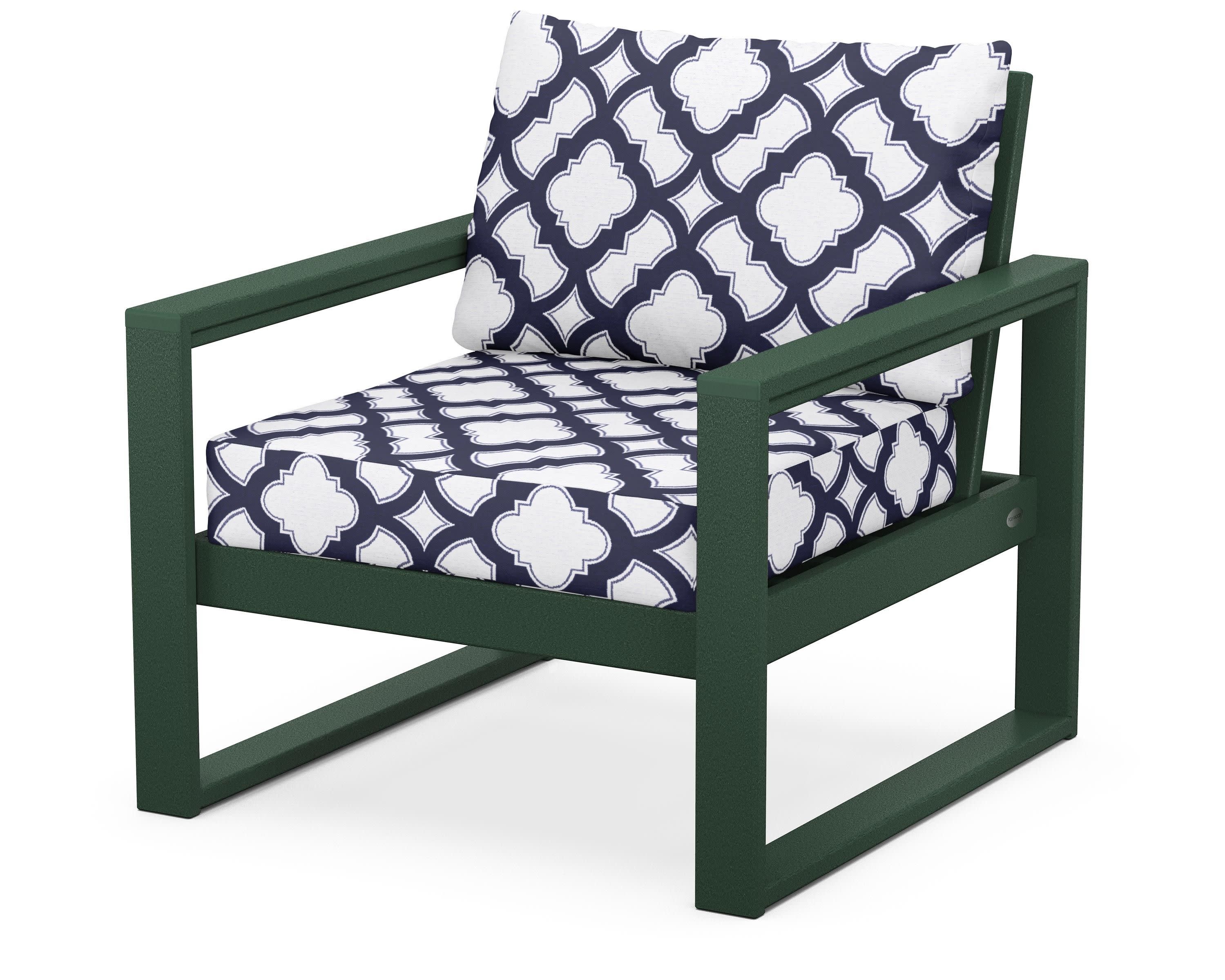 EDGE Club Chair in Green / Trellis Navy