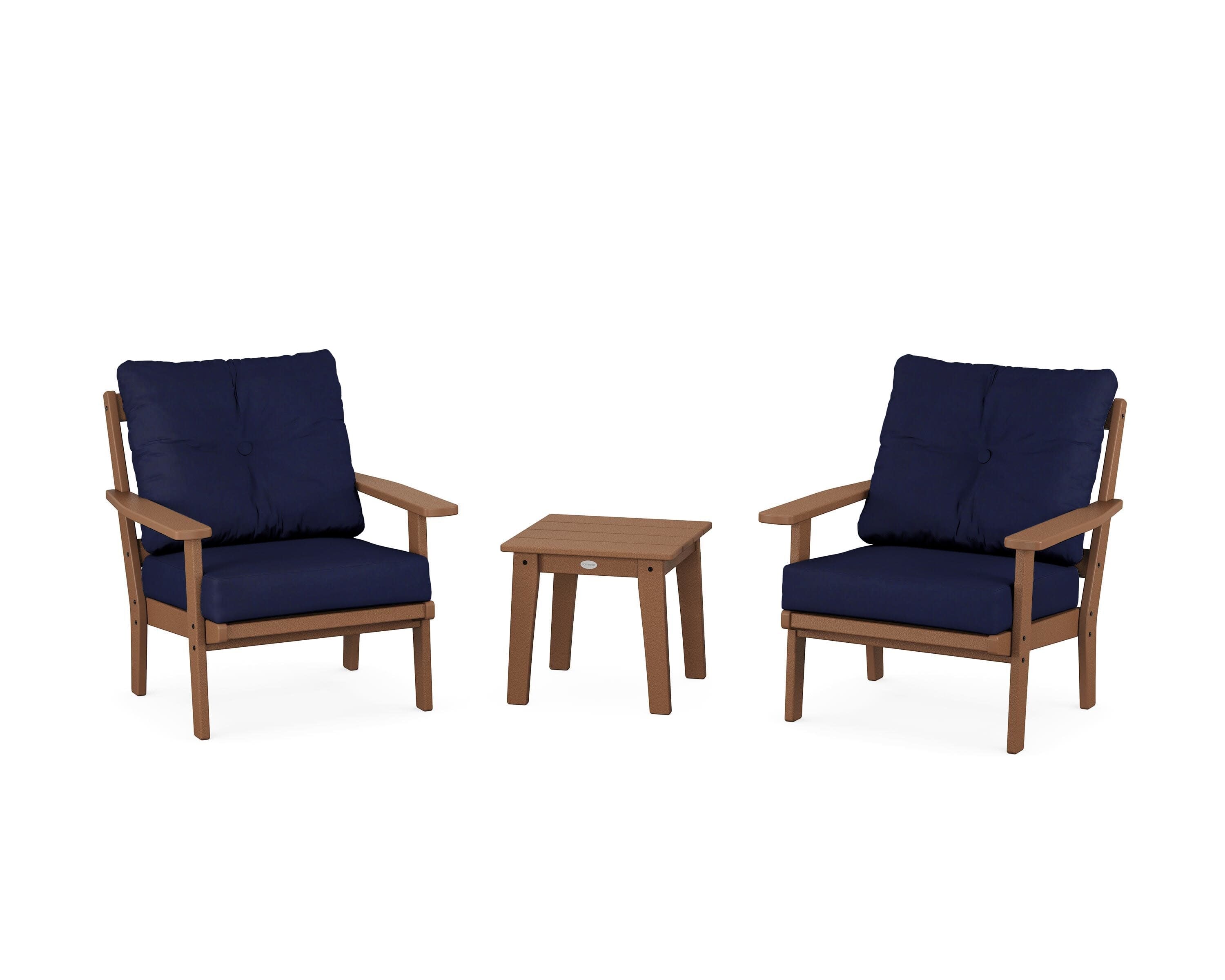 Prairie 3-Piece Deep Seating Set in Teak / Navy