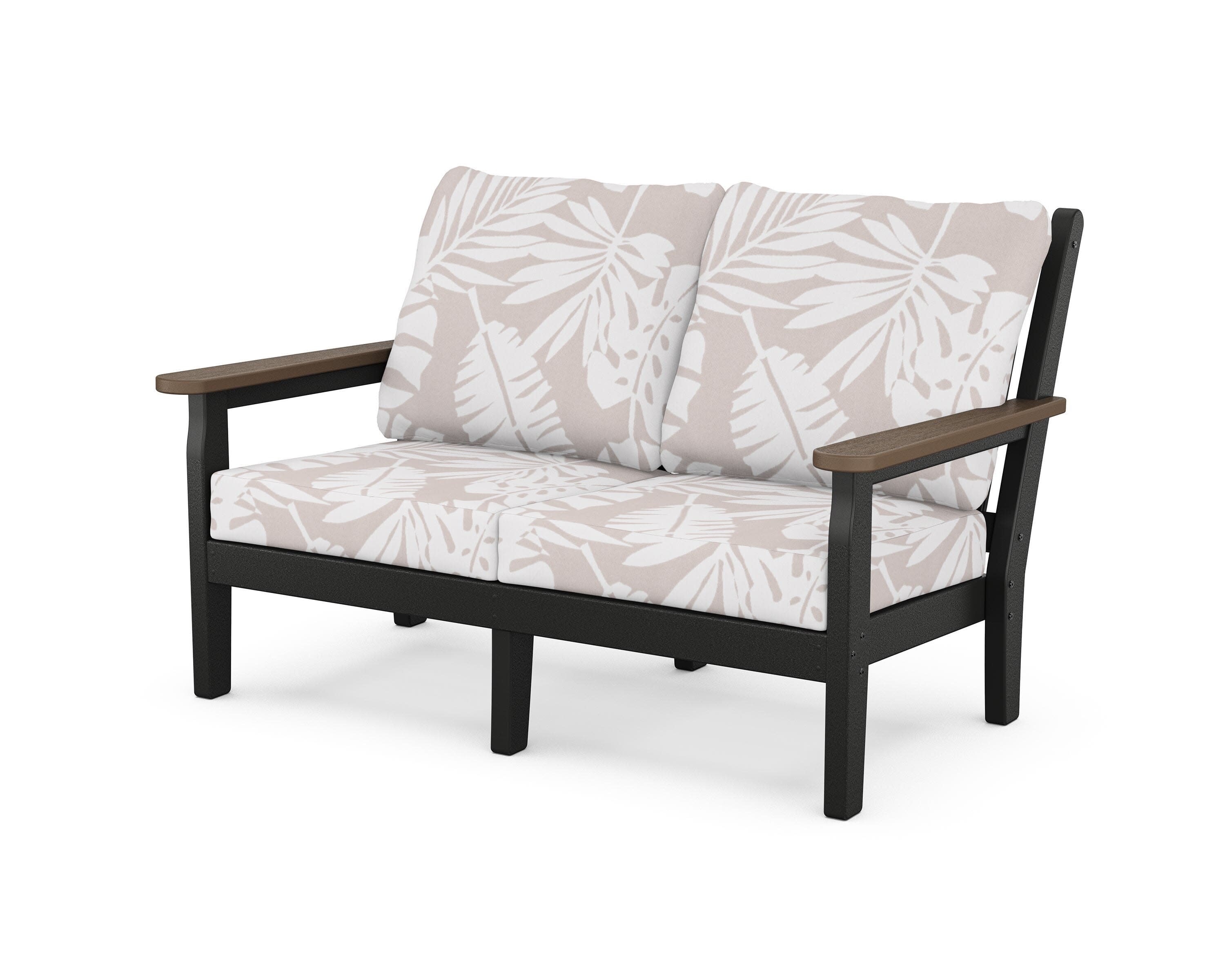Chippendale Deep Seating Loveseat in Black / Kona / Leaf Dune Burlap