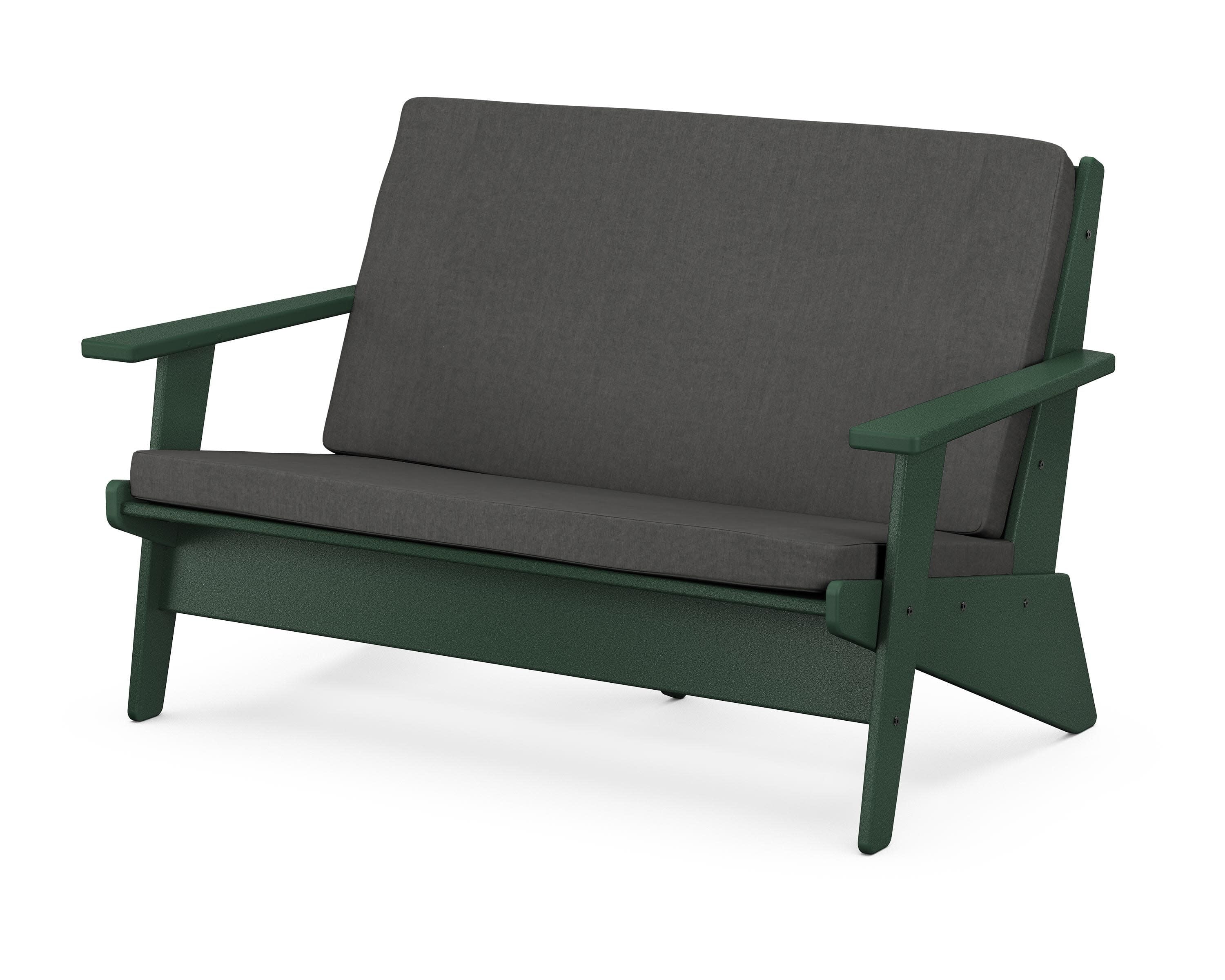 Riviera Modern Lounge Loveseat in Green / Spectrum Carbon