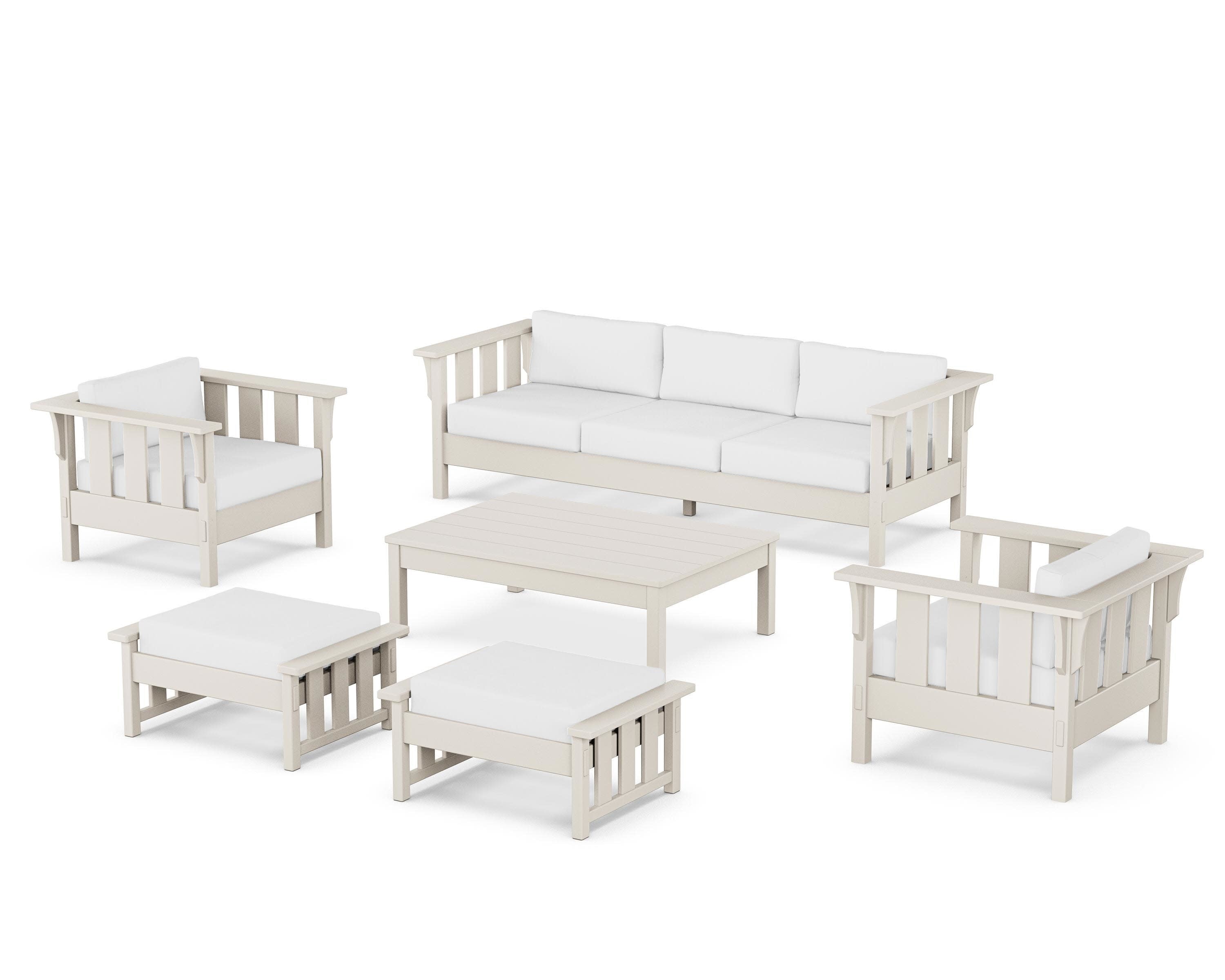 Acadia 6-Piece Lounge Sofa Set in Sand / Natural