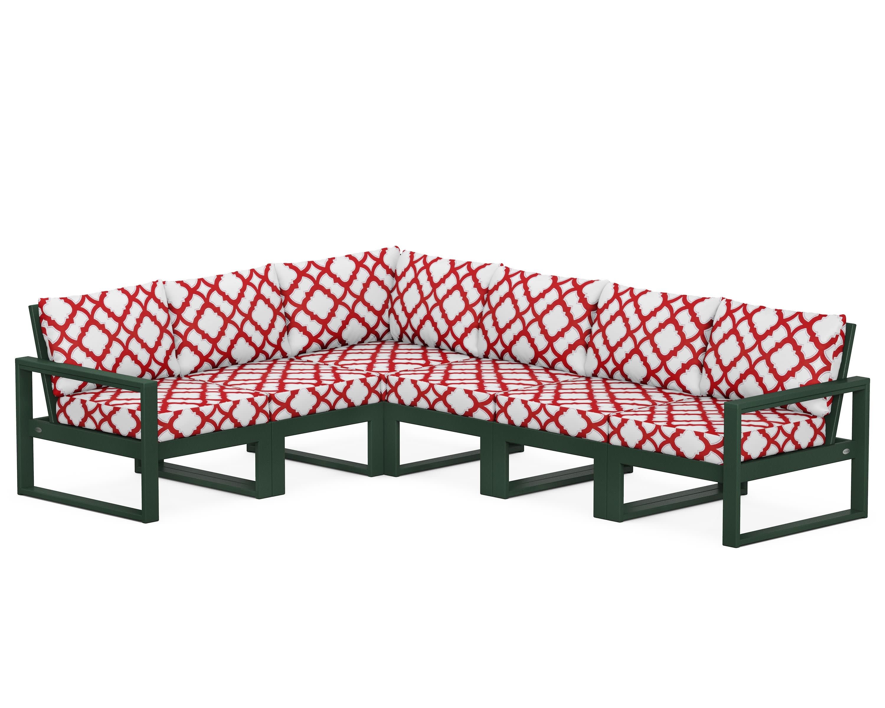 EDGE 6-Piece Modular Deep Seating Set in Green / Trellis Crimson
