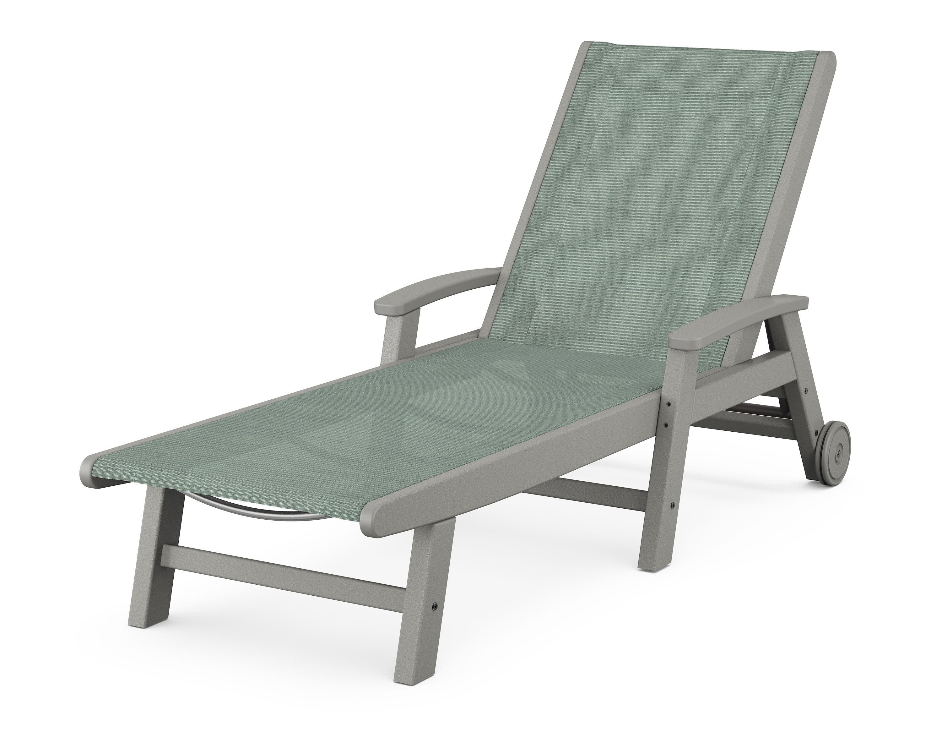 Coastal Chaise with Wheels in Slate Grey / Dupioni Sea Mist Sling