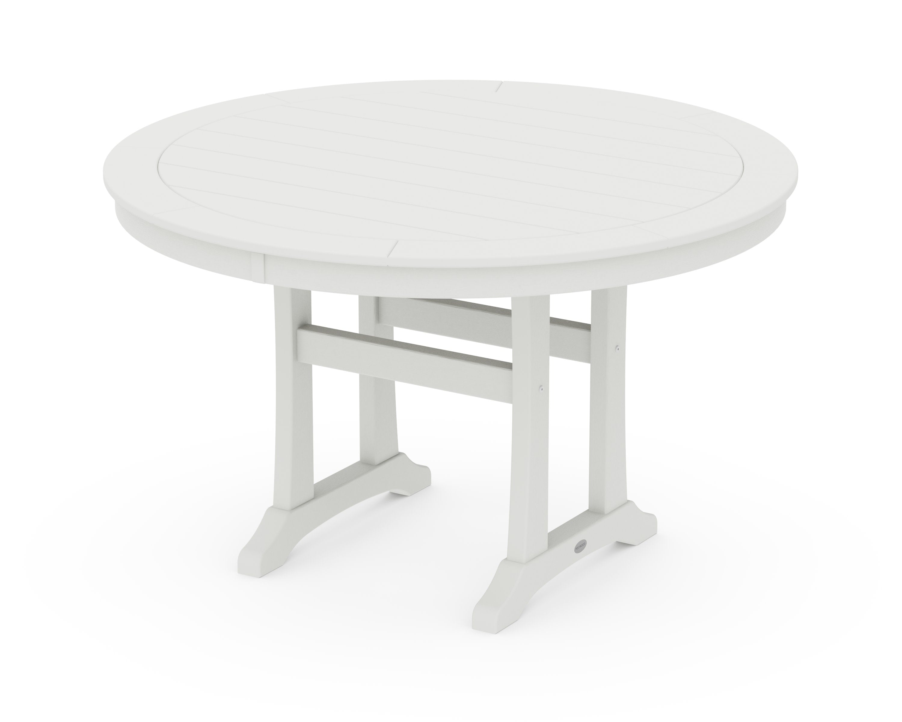 Nautical Trestle 48" Round Dining Table in Vintage White