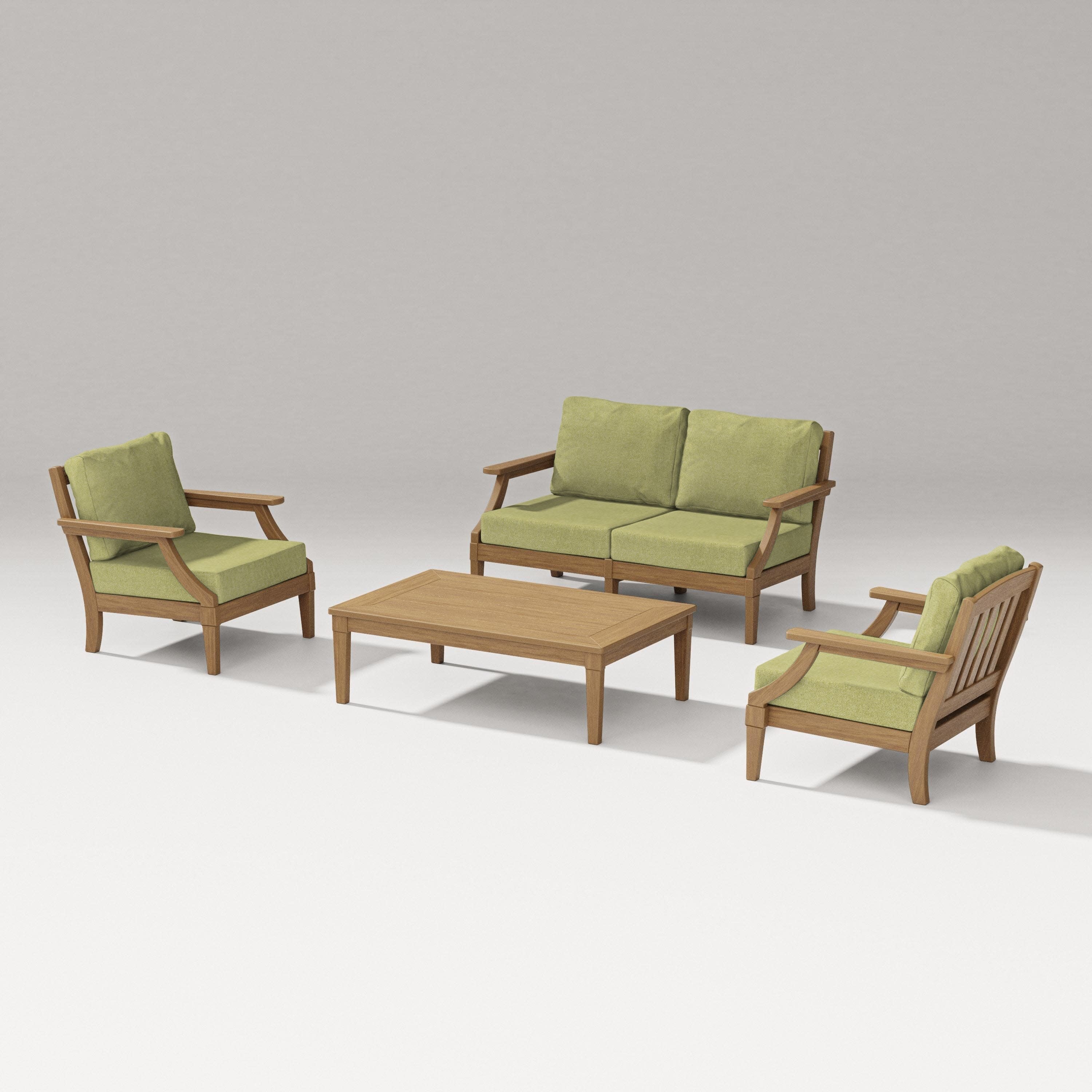Estate Lounge 4-Piece Loveseat Set in Natural / Chartreuse Boucle
