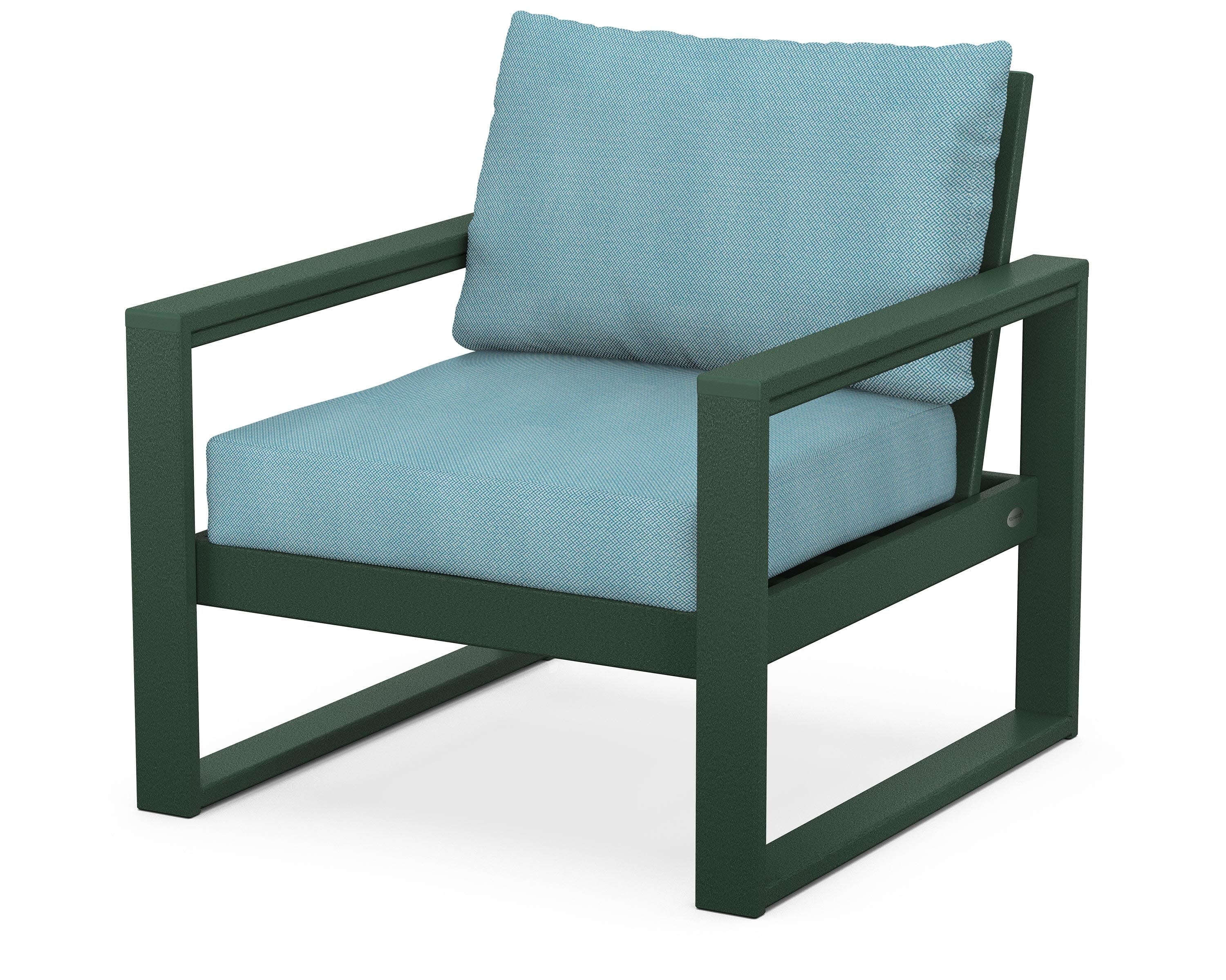 EDGE Club Chair in Green / Lattice Sky Blue
