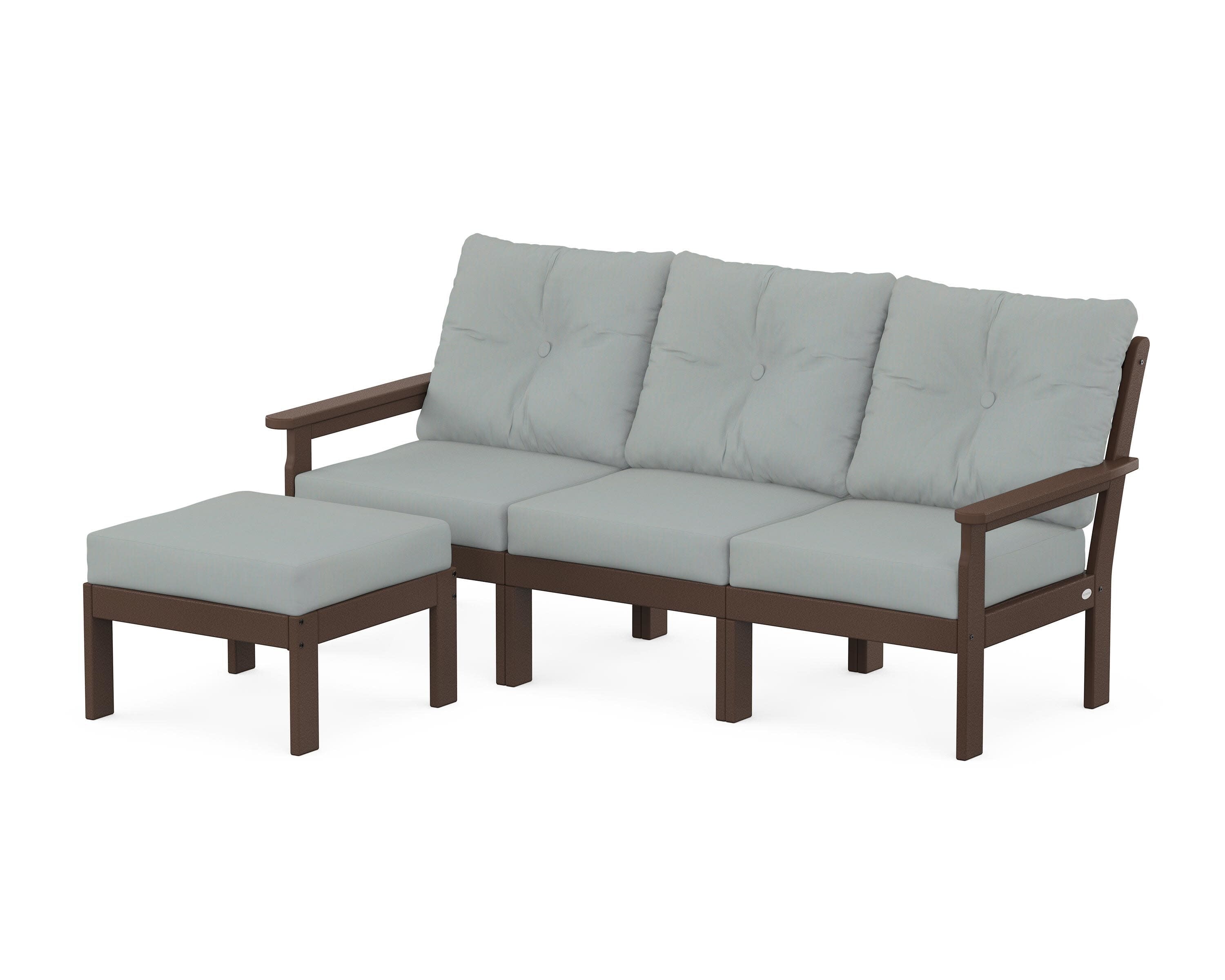 Vineyard 4-Piece Sectional with Ottoman in Mahogany / Spa