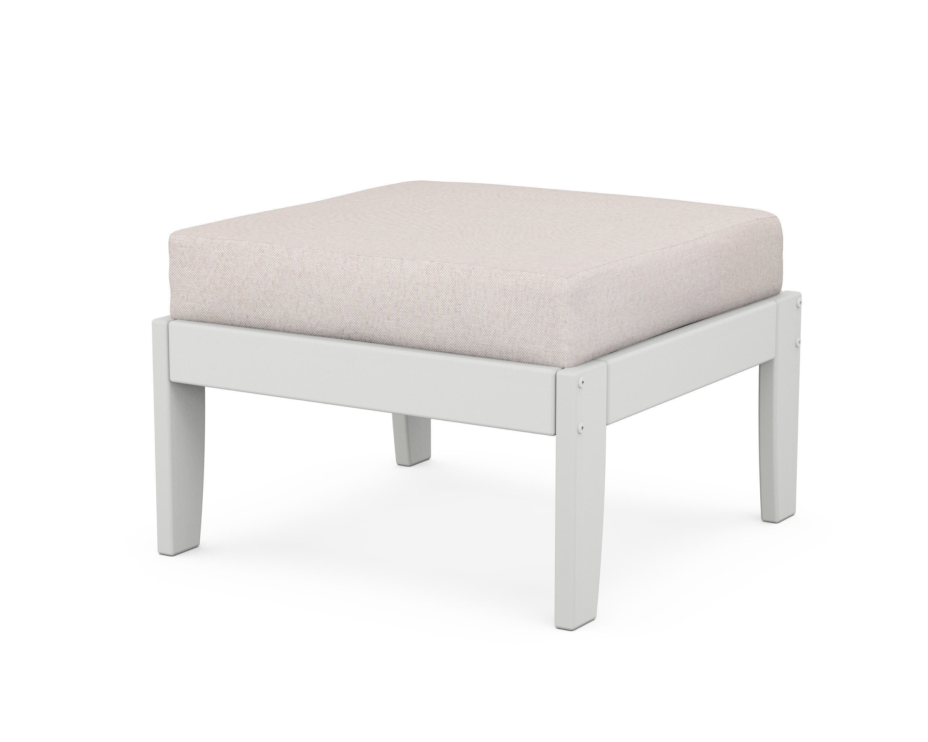 Modular Ottoman - Classic in White / Dune Burlap