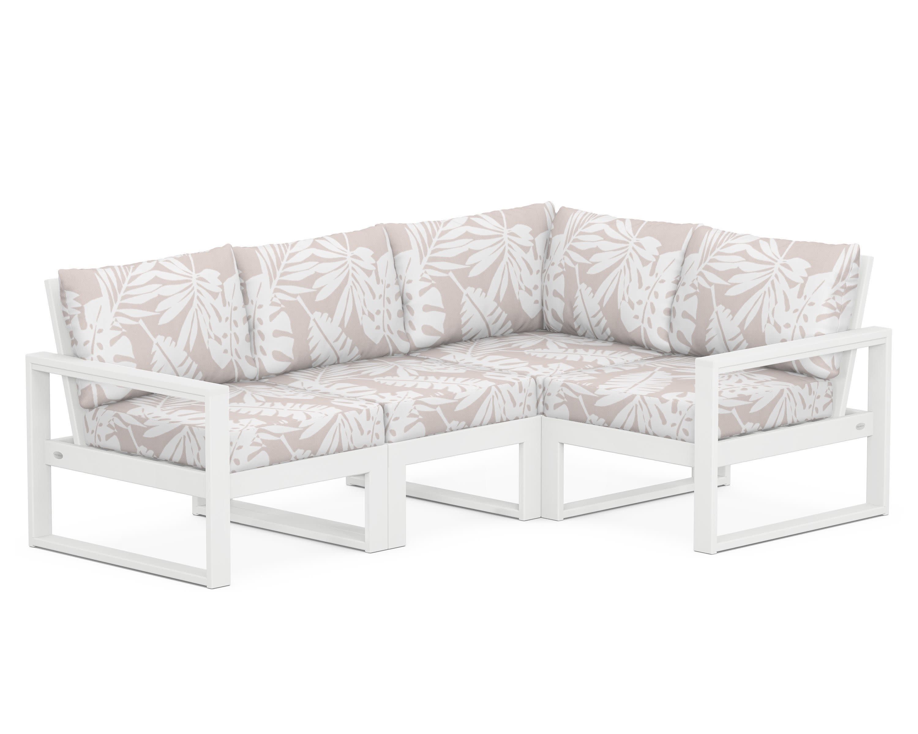 EDGE 4-Piece Modular Deep Seating Set in White / Leaf Dune Burlap