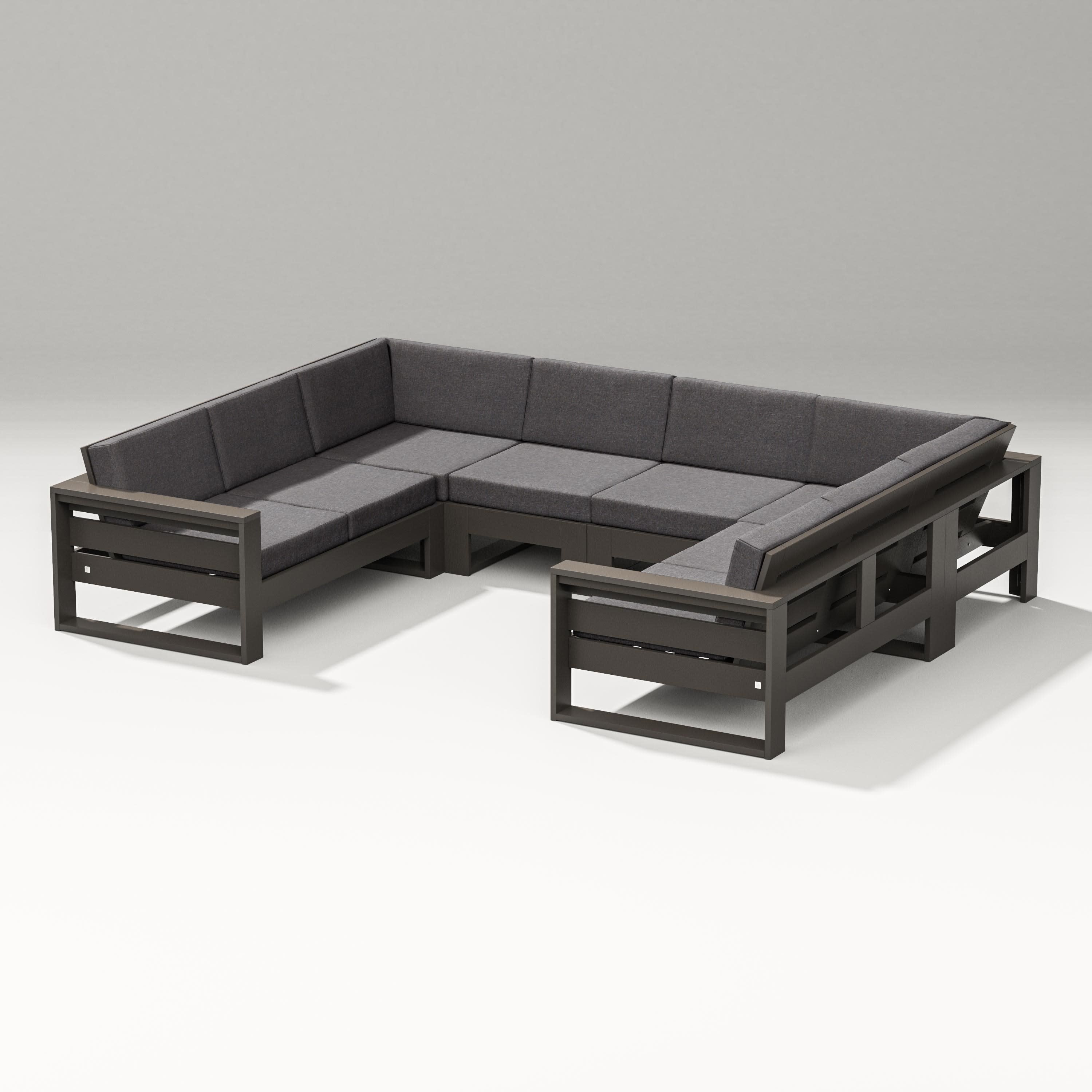 Latitude U-Shaped Sectional in Vintage Coffee / Ash Charcoal