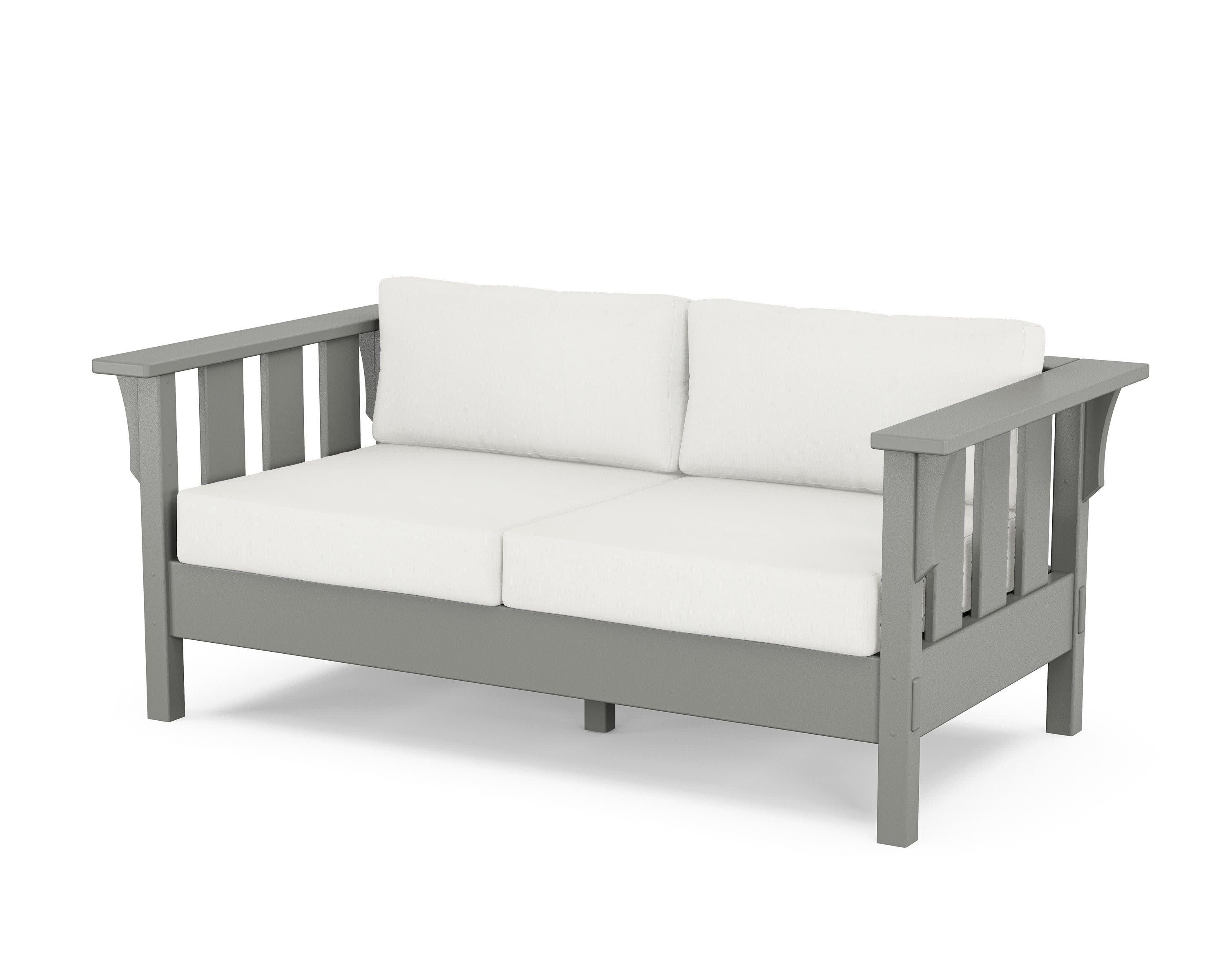Acadia Deep Seating Loveseat in Slate Grey / Natural Linen