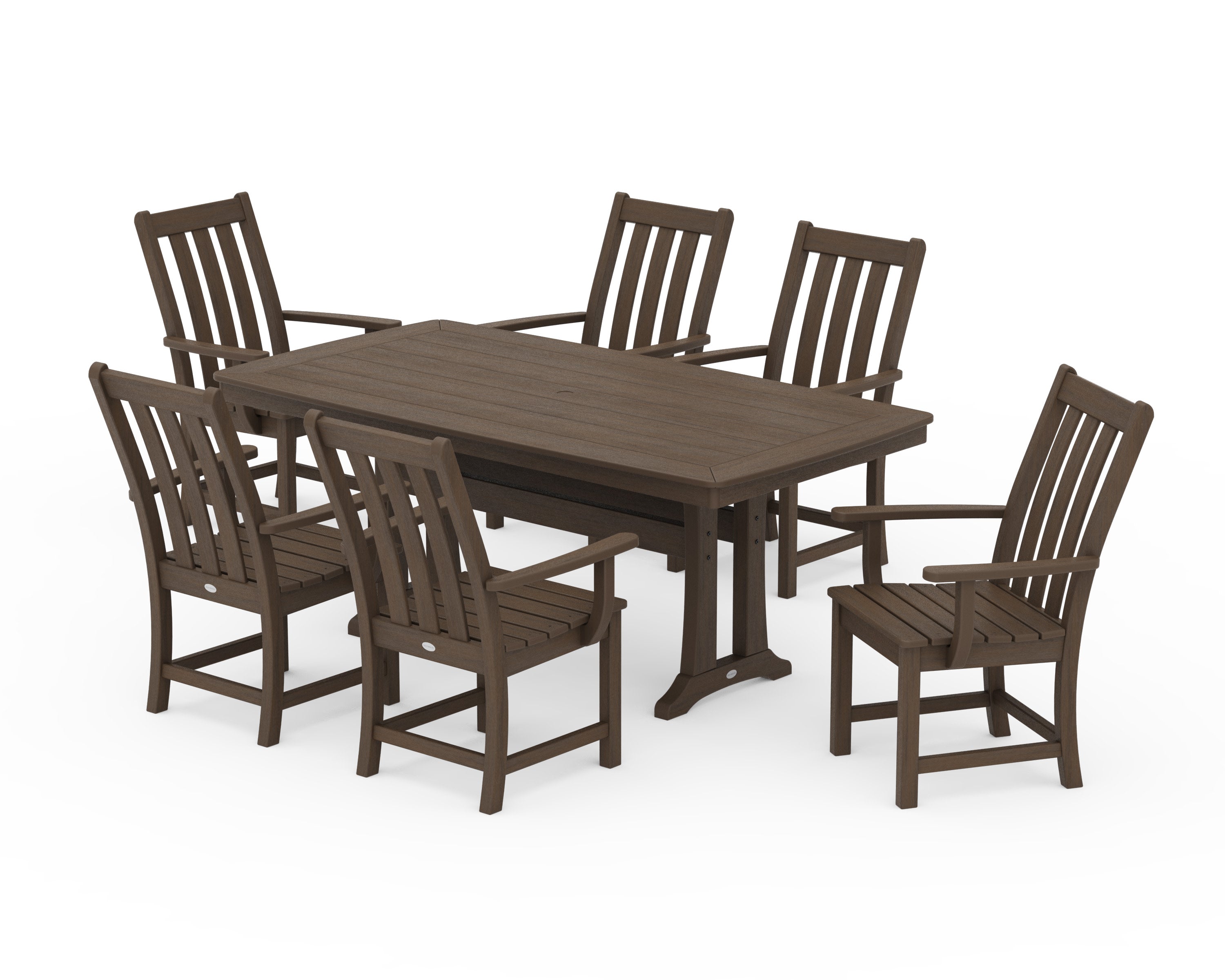 Vineyard 7-Piece Arm Chair Dining Set in Kona