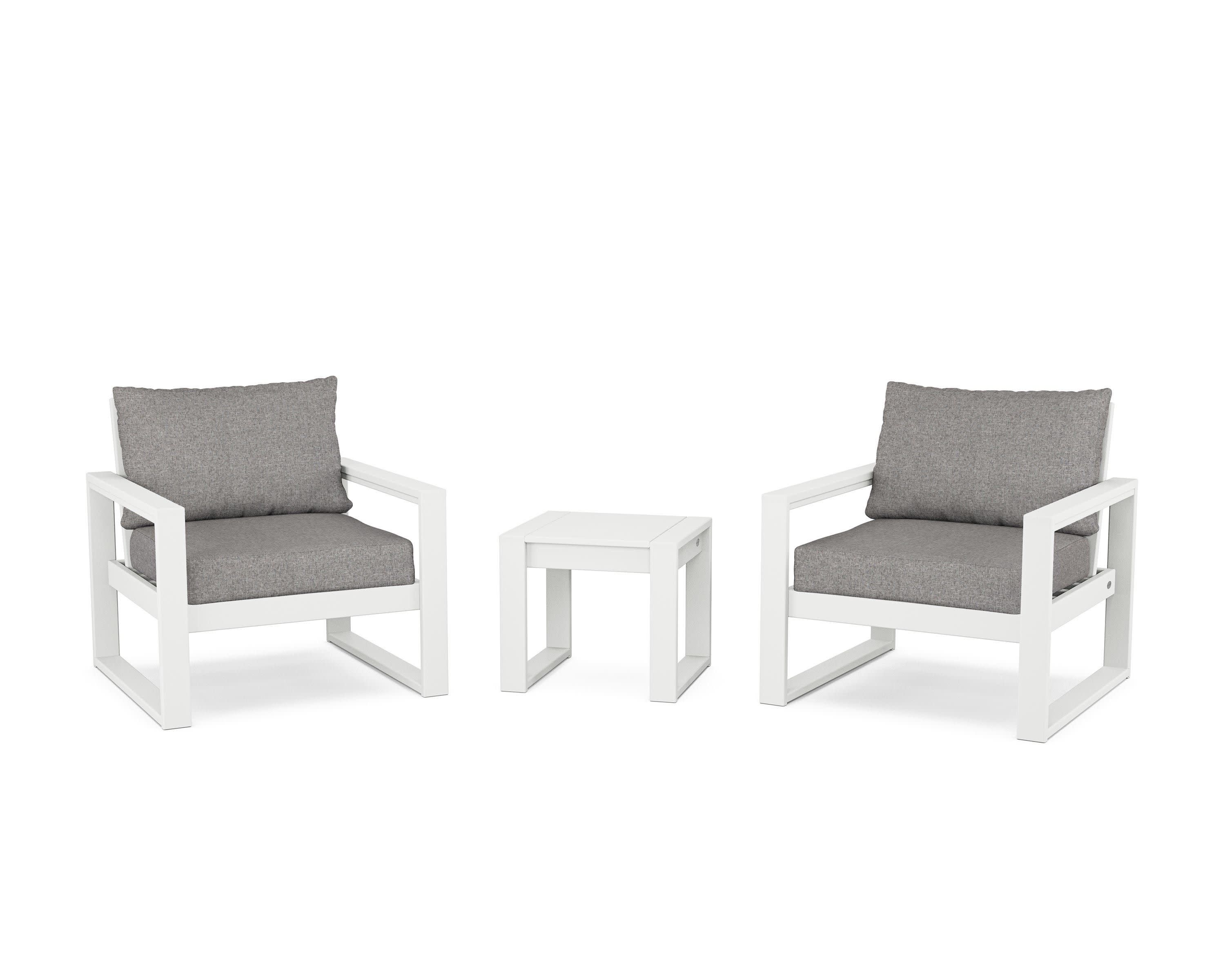 EDGE Sectional 3-Piece Deep Seating Set in White / Grey Mist