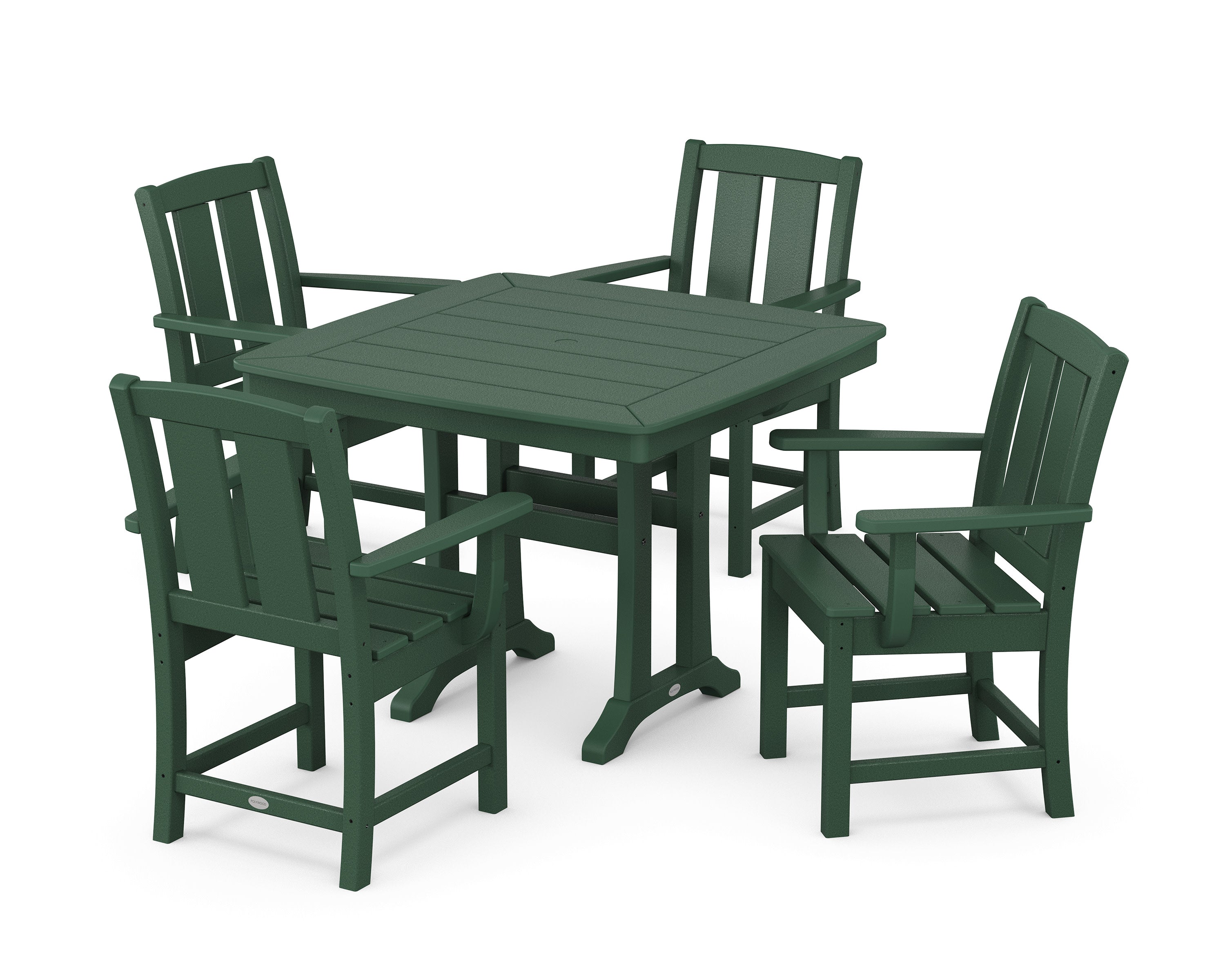 Mission 5-Piece Dining Set with Trestle Legs in Green