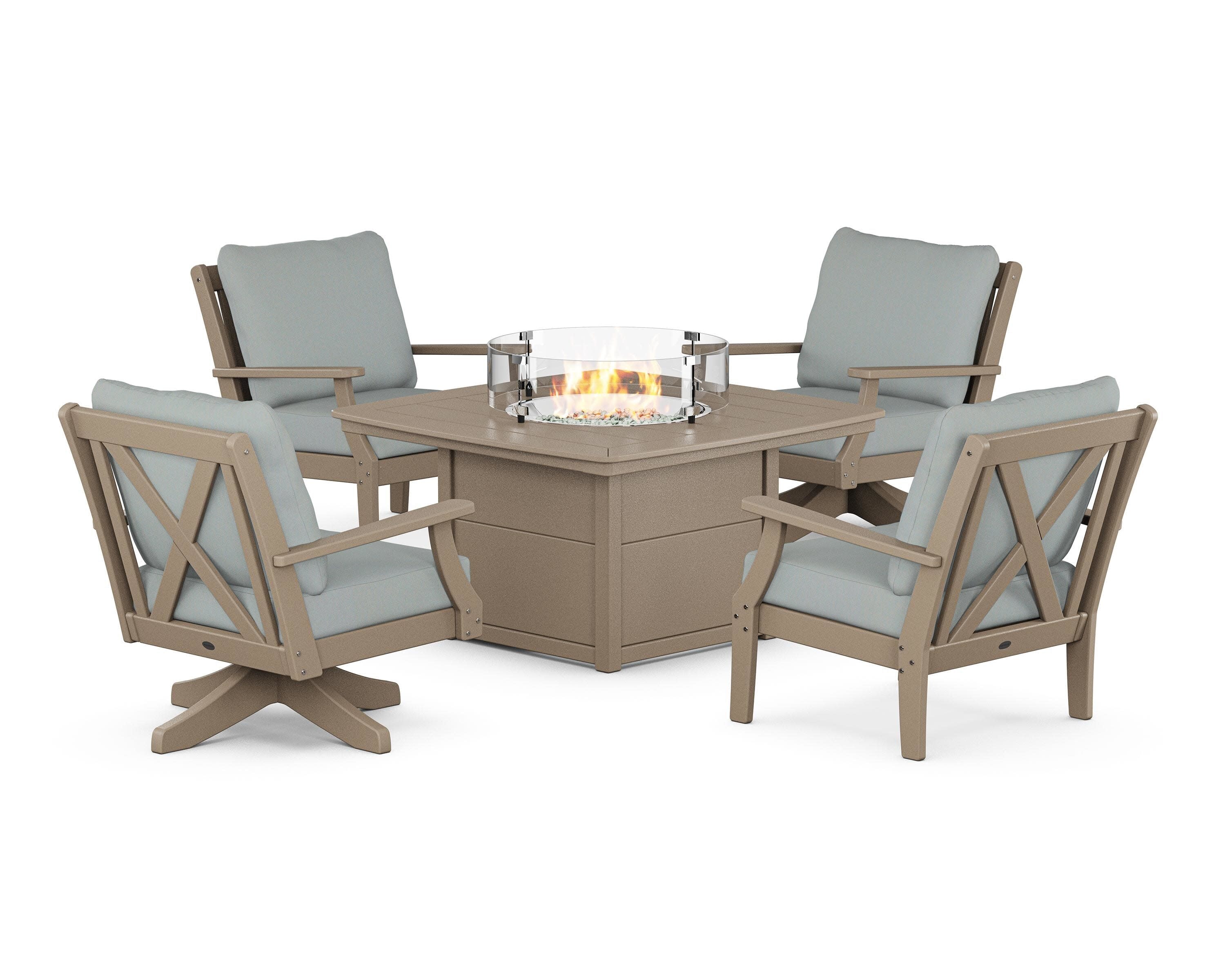 Braxton 5-Piece Deep Seating Set with Fire Table in Sand / Spa