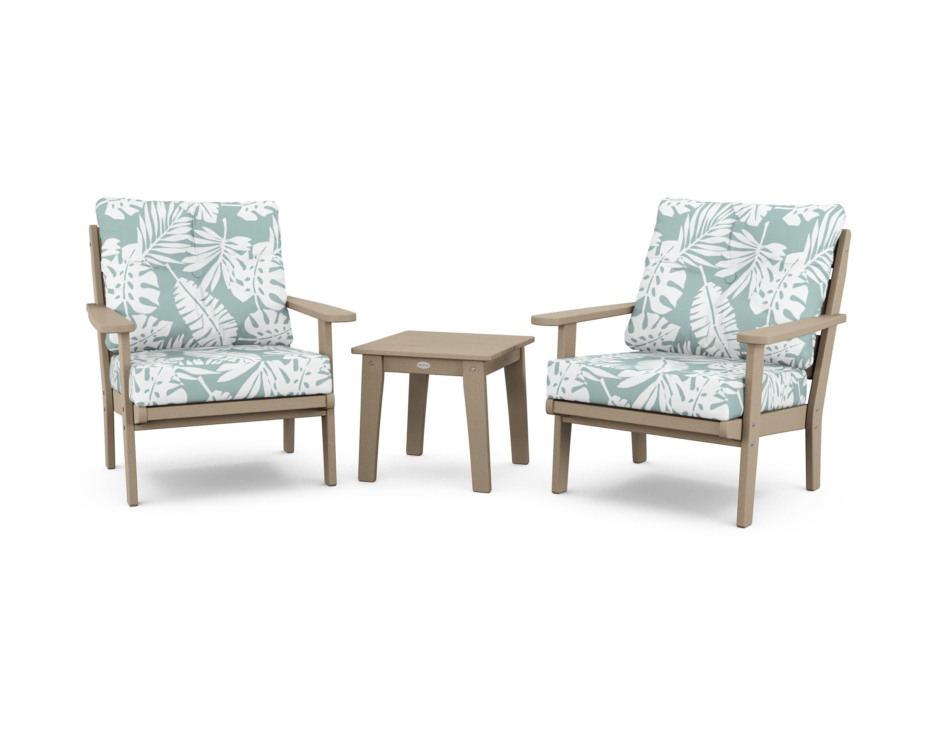 Lakeside 3-Piece Deep Seating Chair Set in Vintage Sahara / Leaf Glacier Spa